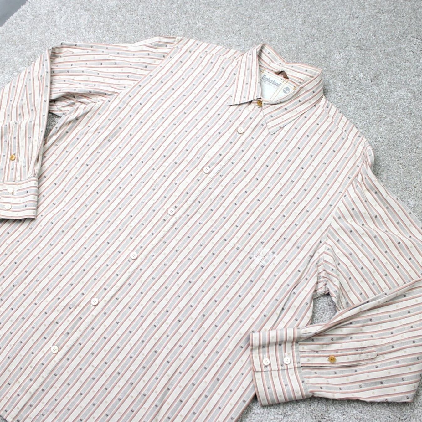 Timberland Timberland Shirt Mens 2XL Brown Striped Geometric Long Sleeve Button-Up Casual Workwear Size US XXL / EU 58 / 5 - 3 Thumbnail