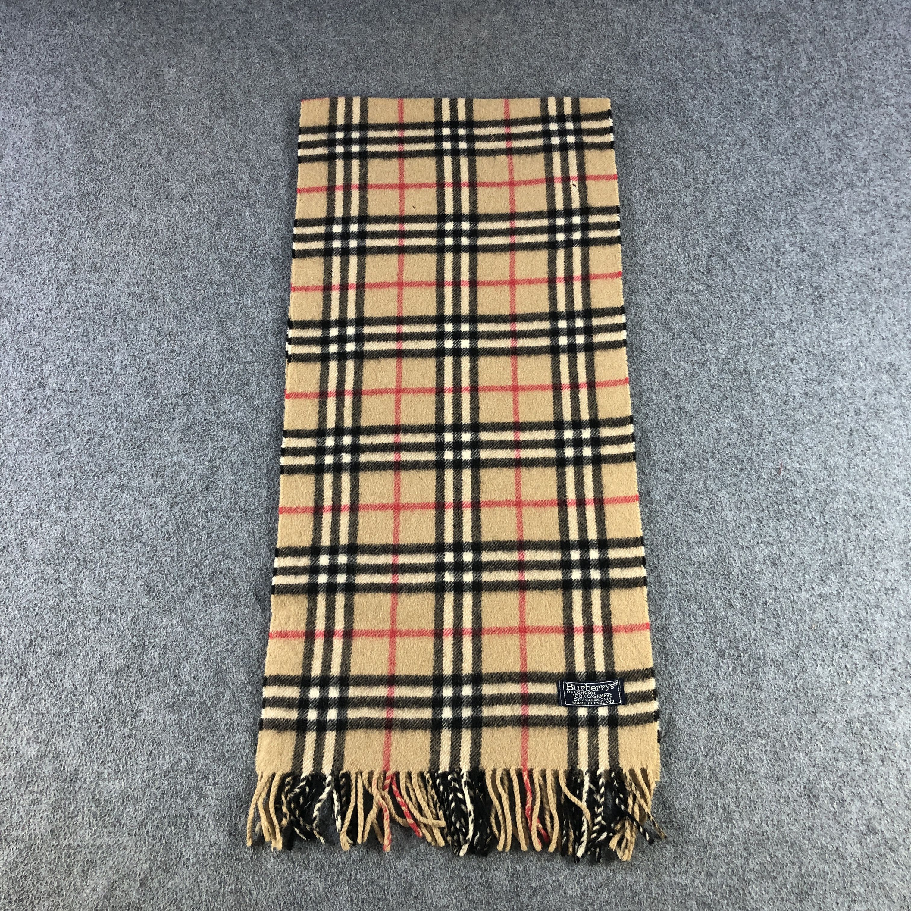 Burberry Burberry Tan Nova Check Cashmere Scarf Muffler V2857 Size ONE SIZE - 2 Thumbnail