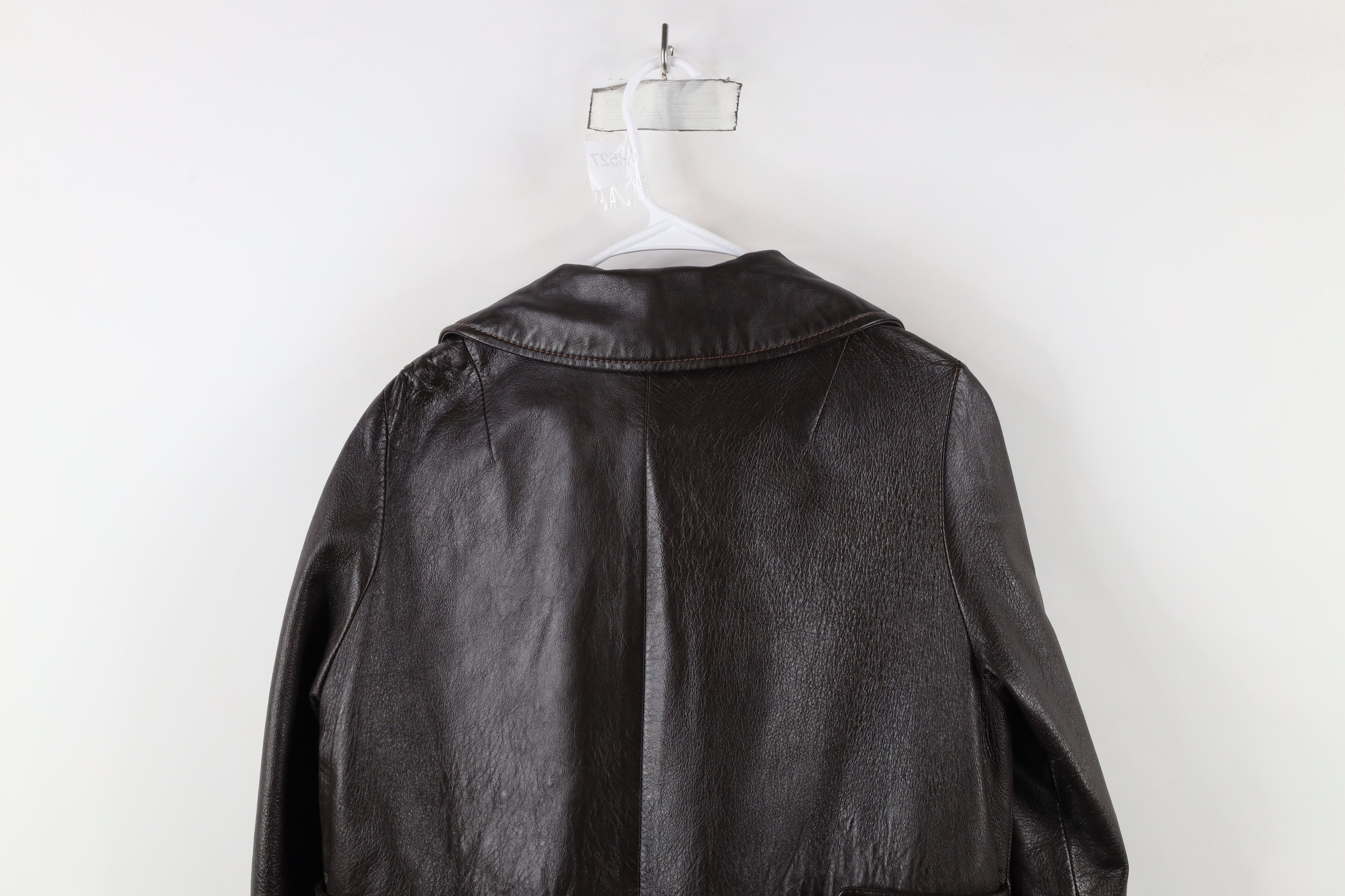 Vintage Vintage 60s 70s Streetwear Leather Double Breasted Jacket Size US L / EU 52-54 / 3 - 17 Thumbnail