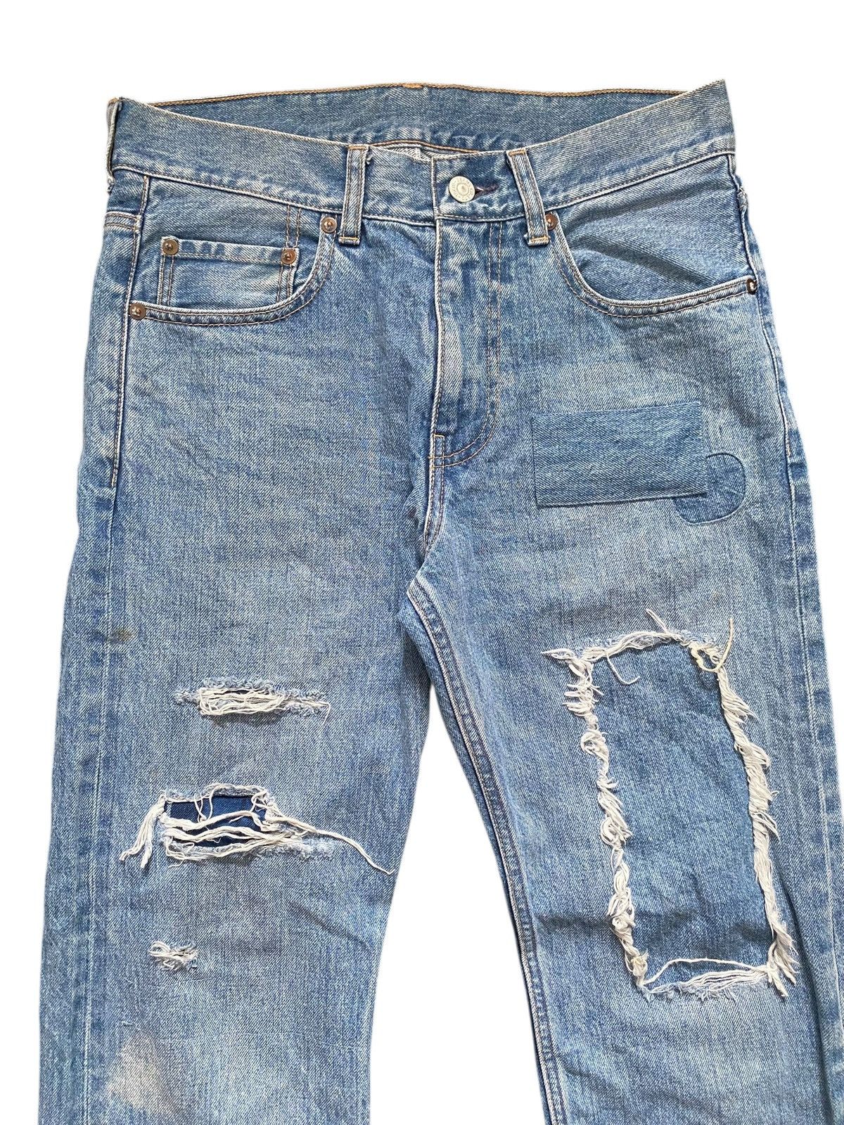 Japanese Brand Beams Japan Selvedge Distressed Patchwork Denim Size US 30 / EU 46 - 2 Thumbnail