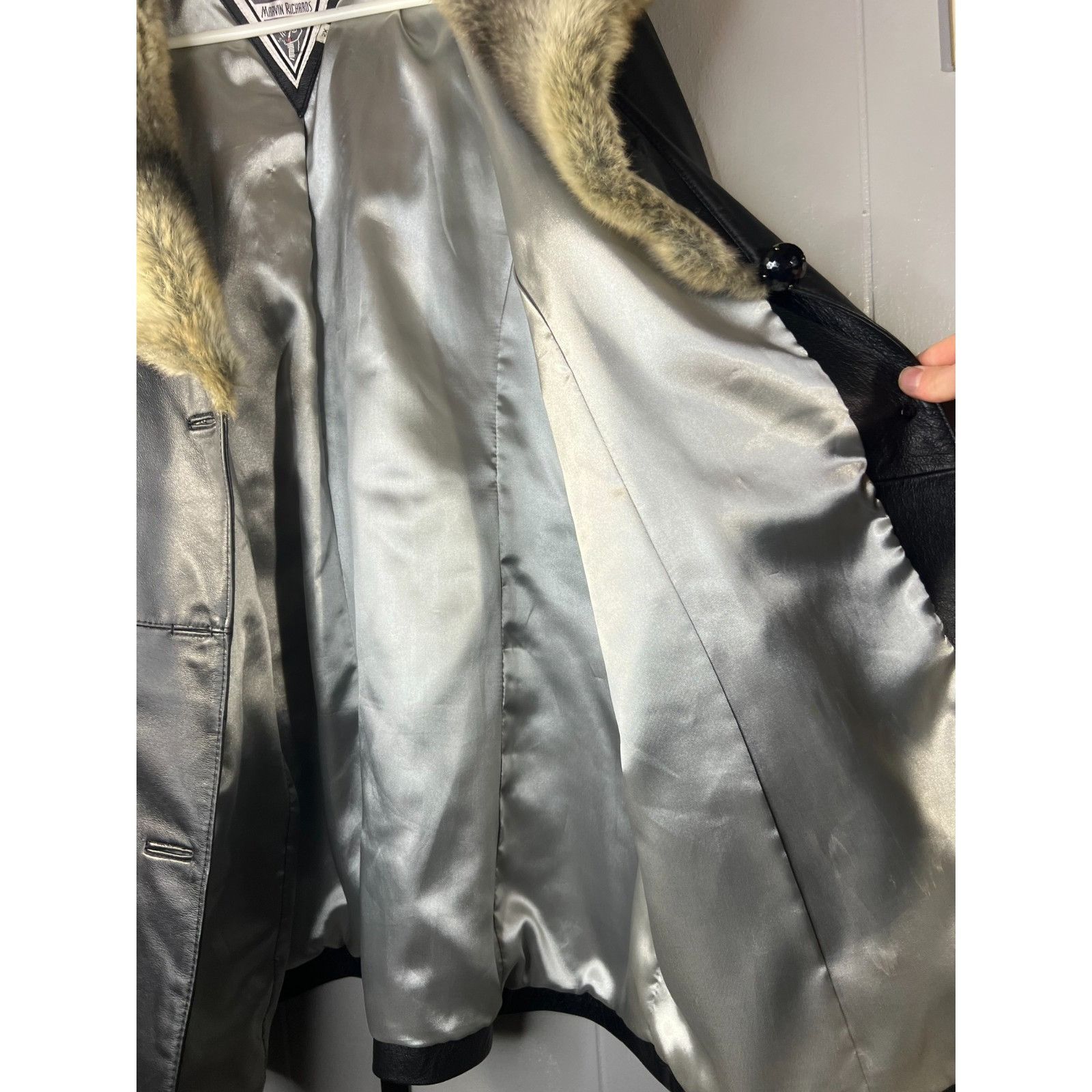 Other Vintage J Percy Marvin Richards Black Leather Faux Fur Jacke Size XXL / US 16-18 / IT 52-54 - 3 Thumbnail
