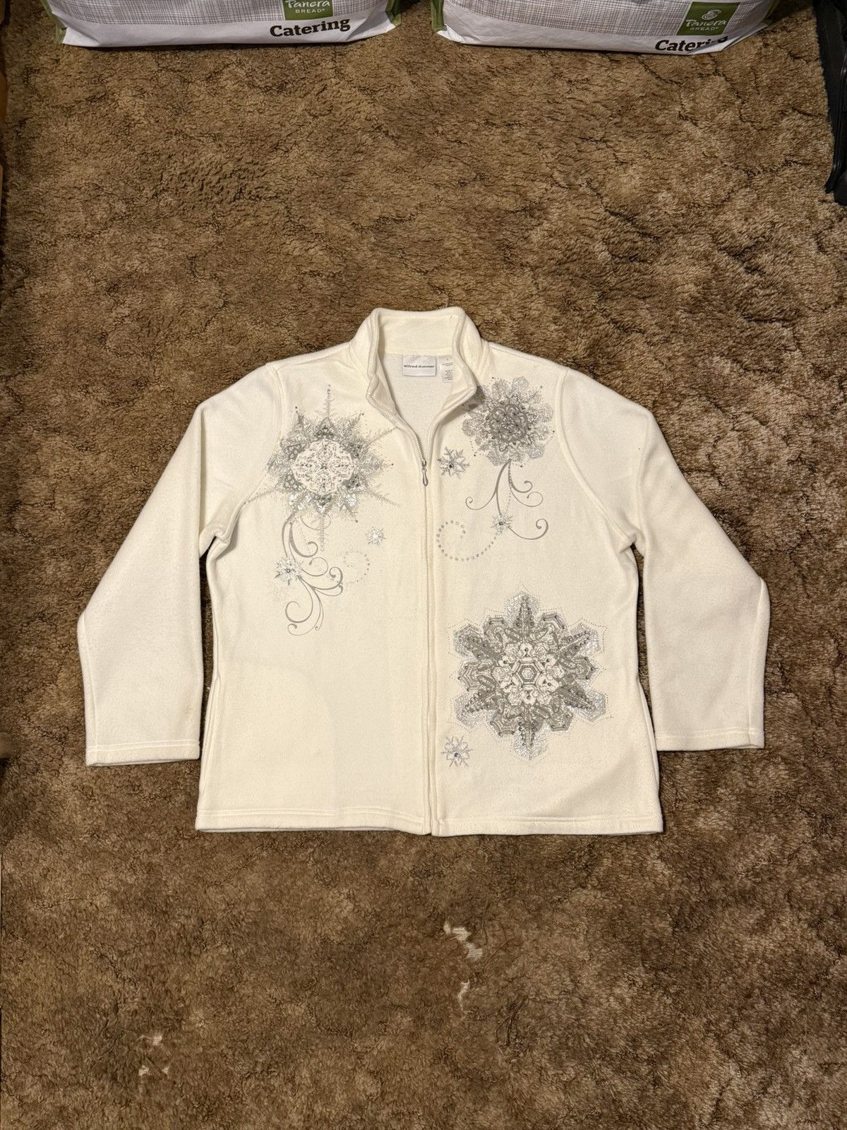 Vintage Alfred Dunner Rhinestone Snowflake Sweater White Large Size US L / EU 52-54 / 3 - 1 Thumbnail