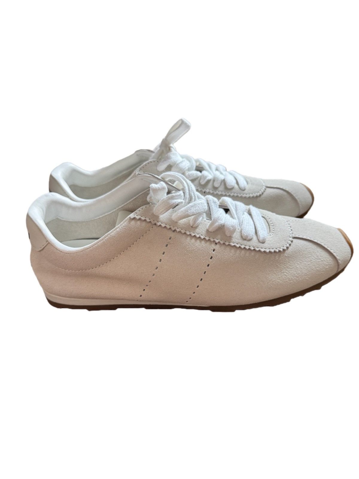 Miu Miu Miu Miu plume suede white sneakers Size US 8 / IT 38 - 1 Thumbnail