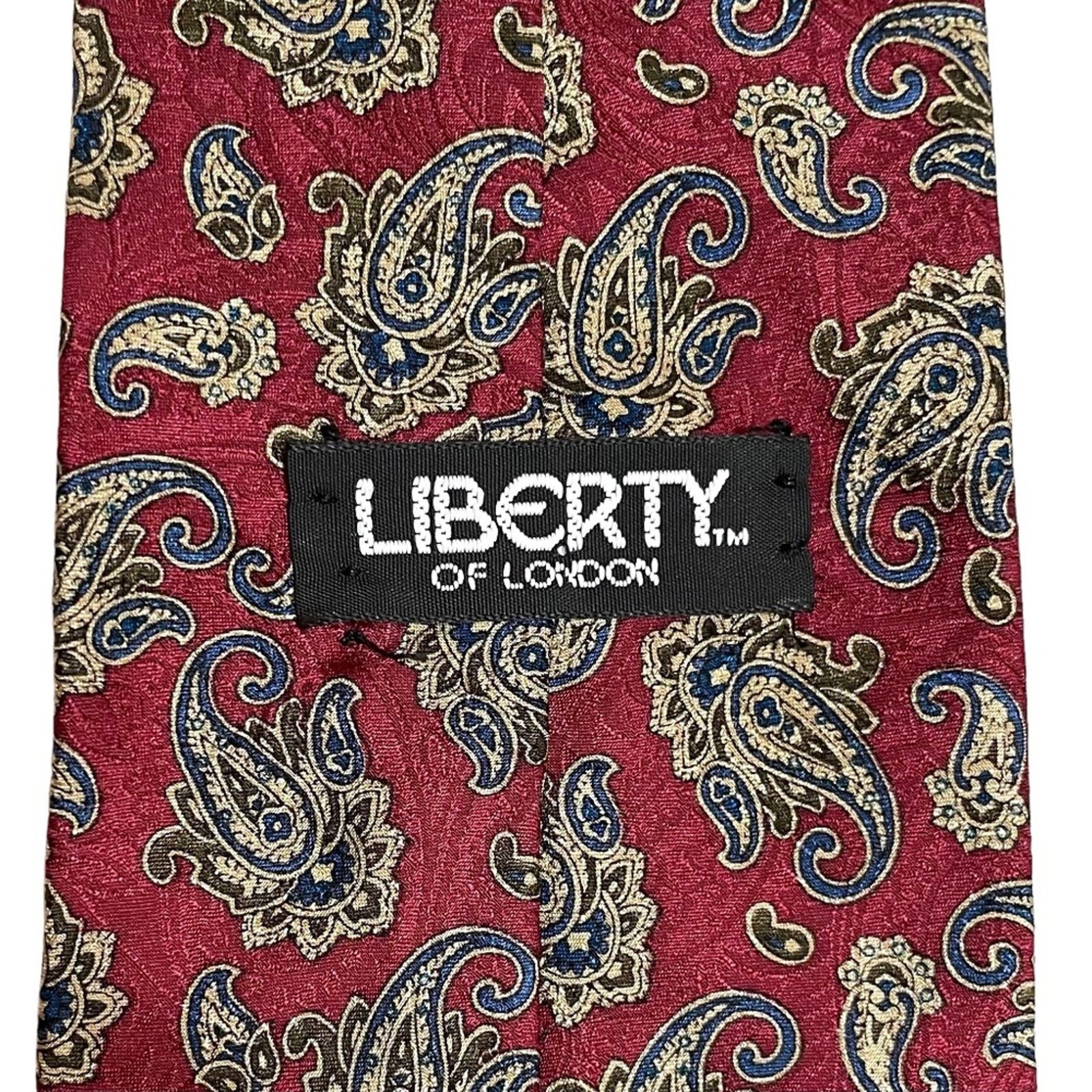 Liberty × Vintage Vintage Liberty of London Red Paisley Woven Silk Necktie Tie Size ONE SIZE - 5 Thumbnail