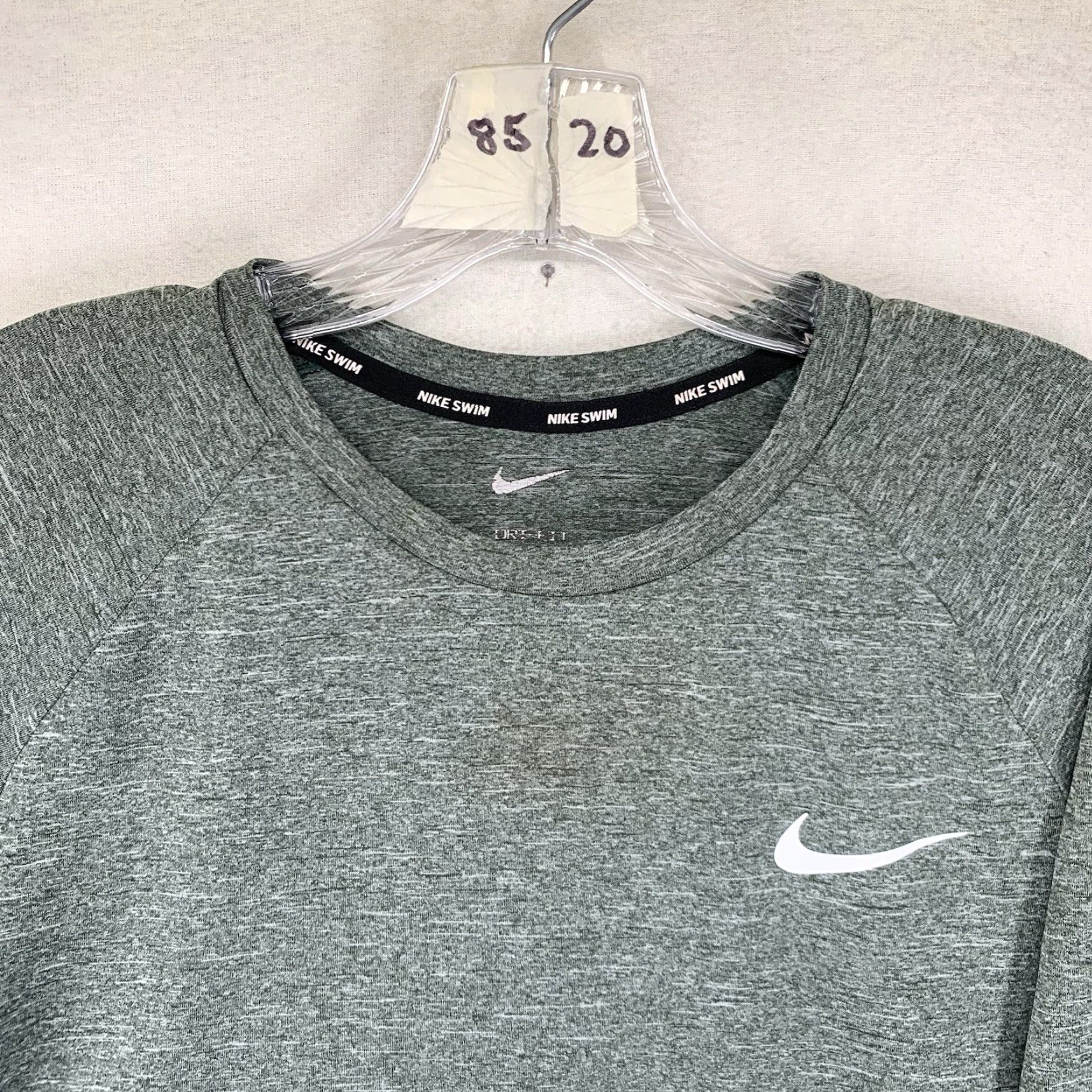 Nike Nike Swim Men's Short Sleeve Shirt Dri-Fit UPF 40+ Sage White Swoosh L Size US L / EU 52-54 / 3 - 6 Thumbnail