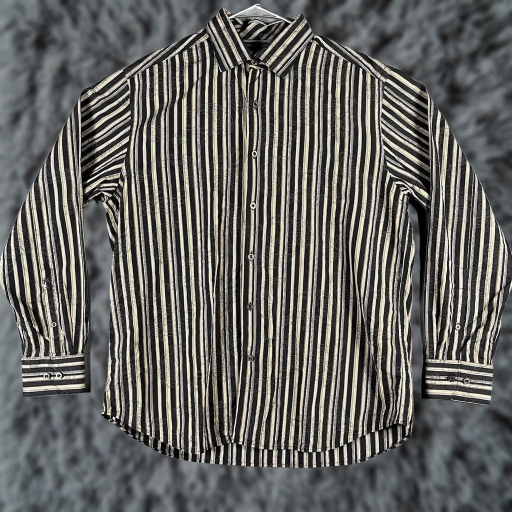 Tommy Bahama VINTAGE Tommy Bahama Shirt Large Black Striped AOP Button-Down Long Sleeve Casual Camp Size US L / EU 52-54 / 3 - 1 Thumbnail