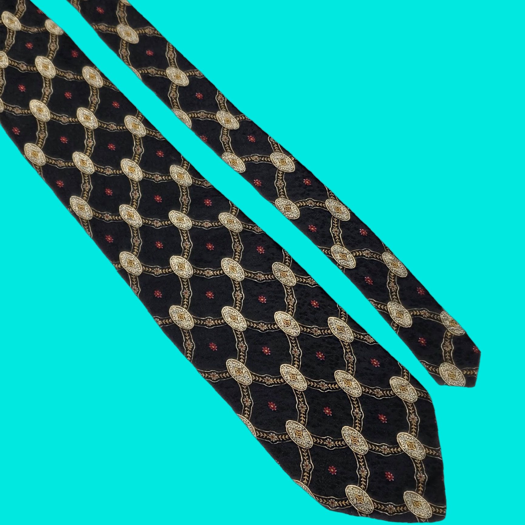 Robert Talbott VINTAGE Robert Talbott BOC Necktie Mens Black Tie Geometric Designer Hand Painted USA Size ONE SIZE - 1 Thumbnail