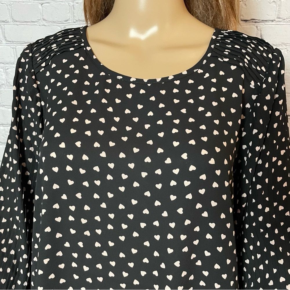 Adrianna Papell NWT New $79 Adrianna Papell Heart Printed Long Pleated Slee Size L / US 10 / IT 46 - 8 Thumbnail
