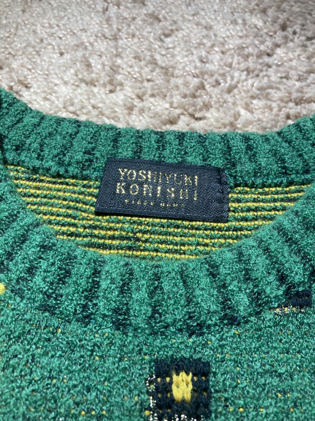 Yoshiyuki Konishi 90s Ficce Yoshiyuki Konishi Green Knit Floral Emblem Sweater Size US M / EU 48-50 / 2 - 3 Thumbnail