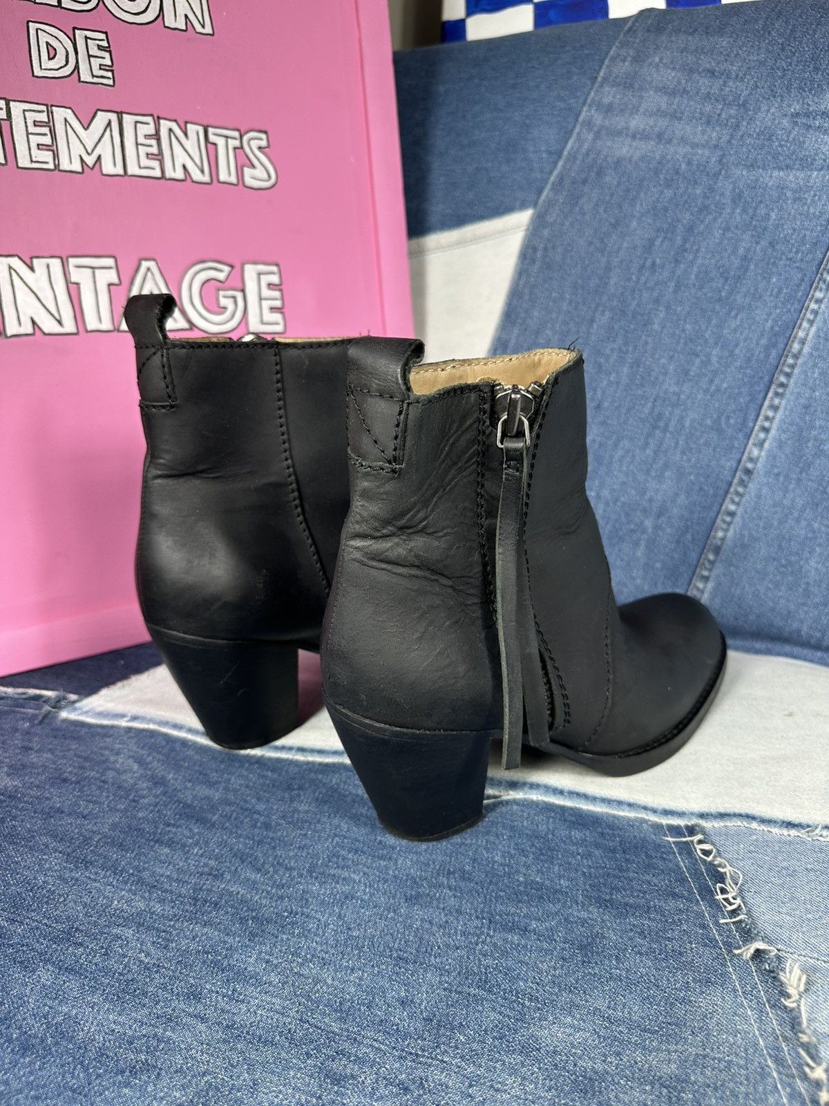 Acne Studios Acne Studios Leather Pistol Black Block Heels Ankle Boots Size US 10 / IT 40 - 13 Thumbnail