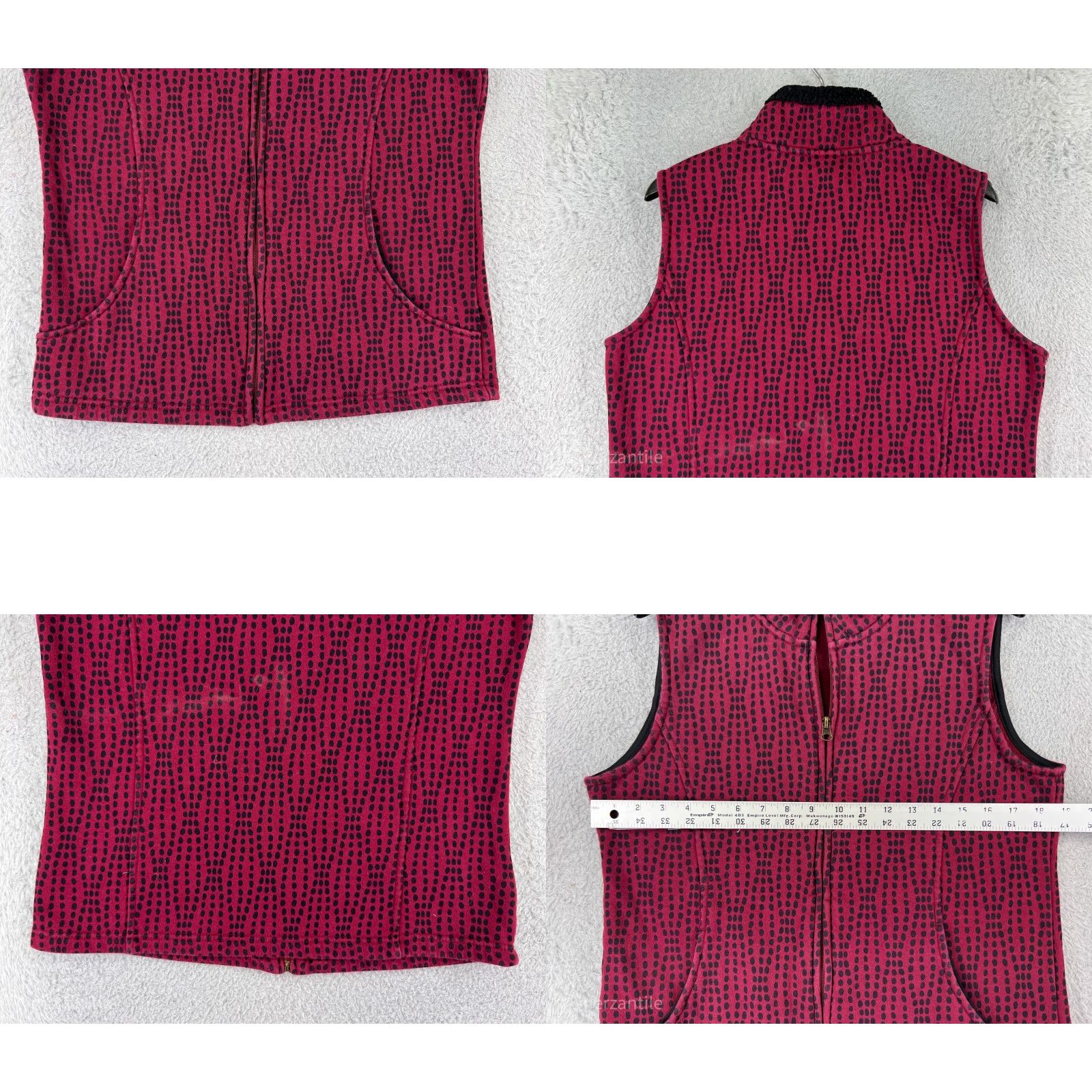 Croft & Barrow Croft & Barrow Vest Womens Medium Red Argyle Full Zip Pockets Cotton Blend Size M / US 6-8 / IT 42-44 - 8 Thumbnail
