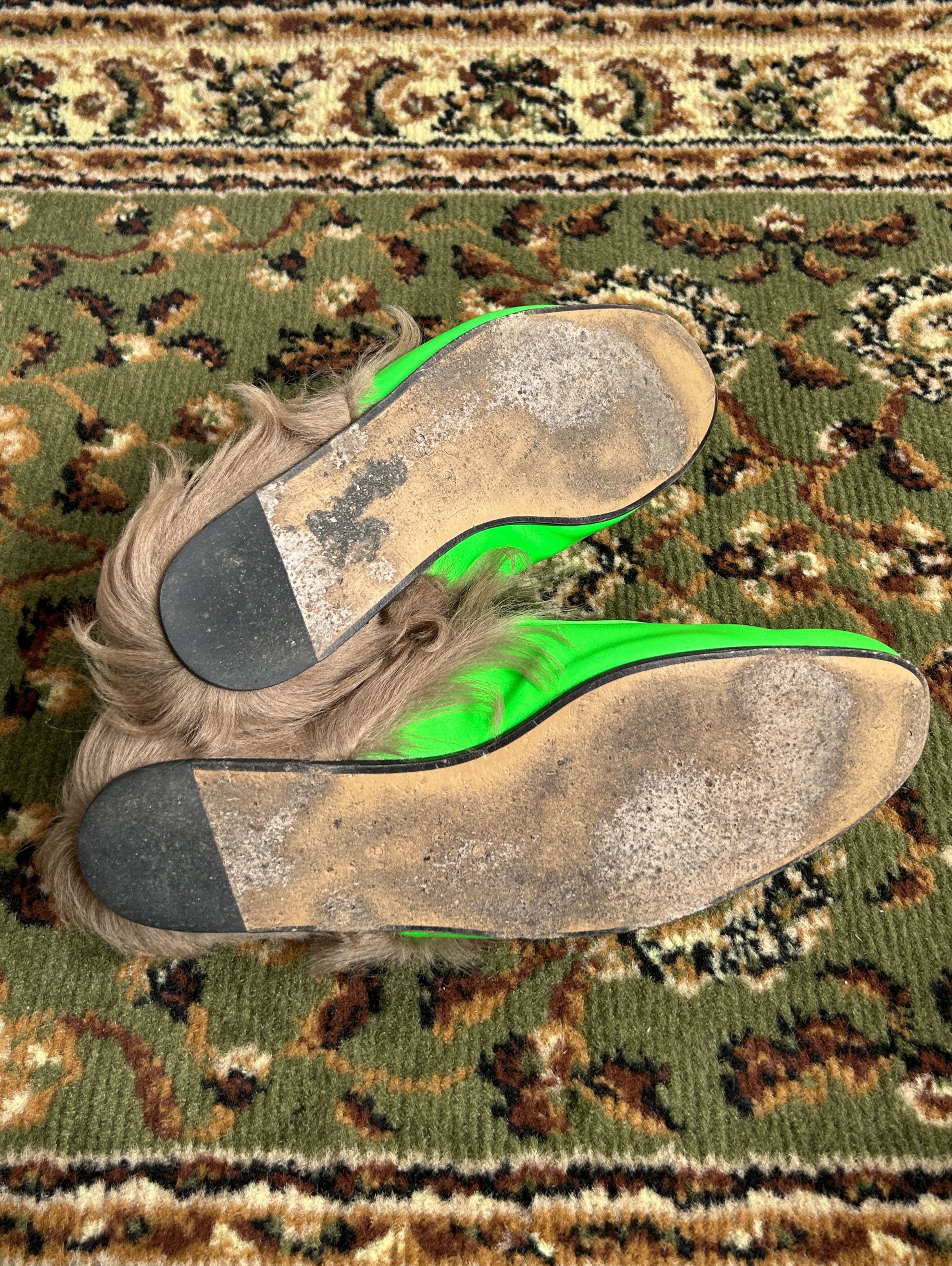 Gucci Gucci princetown horsebit kangaroo fur slip ons neon green Size US 10 / EU 43 - 7 Thumbnail