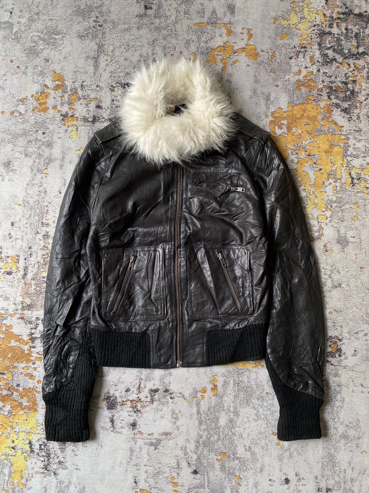 If Six Was Nine Goosecraft Multipocket Fur Black Leather Jacket Size US S / EU 44-46 / 1 - 3 Thumbnail