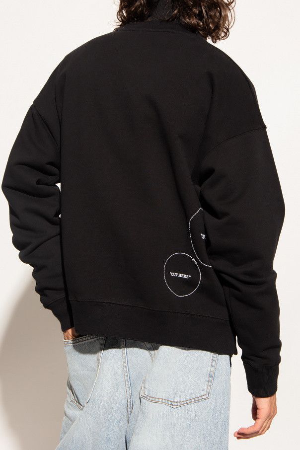 Off-White Black Cut Here Logo Oversized Skate Sweatshirt Size US L / EU 52-54 / 3 - 5 Thumbnail