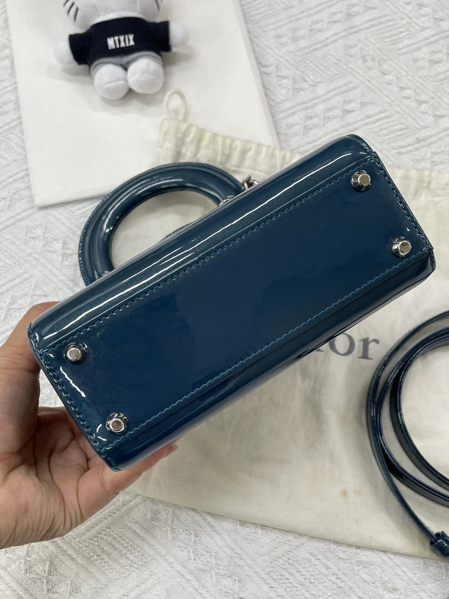 Dior Dior Lady Dior 3 Blue Patent w/ Strap & Dust Bag Size ONE SIZE - 3 Thumbnail
