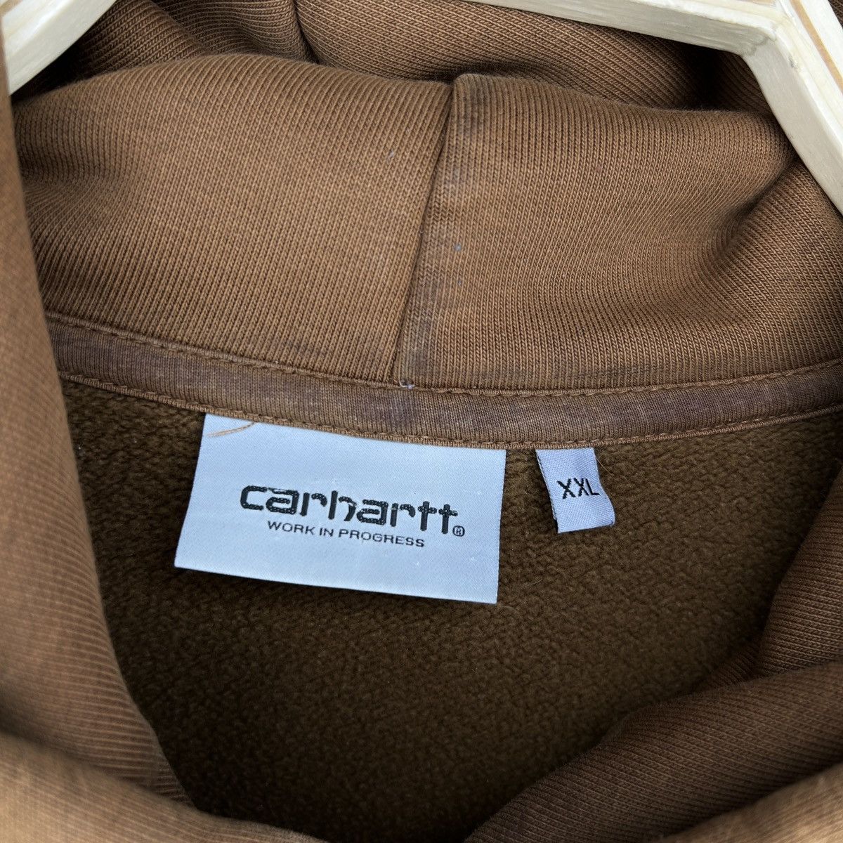 Carhartt × Carhartt Wip × Vintage Y2K Carhartt WIP Brown Box Logo Hoodie Sweatheit Size US XXL / EU 58 / 5 - 5 Thumbnail