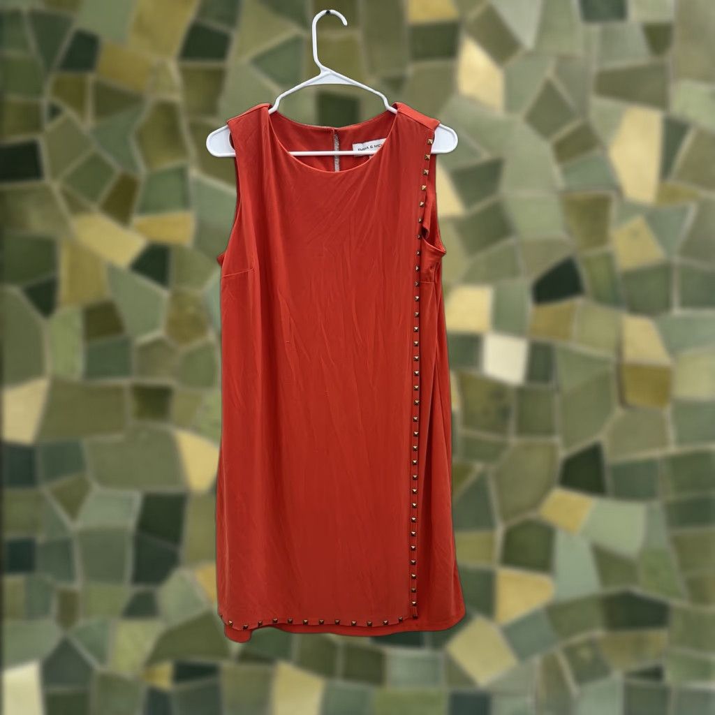 Vintage Emma & Michele Womens Dress Size Large Orange Midi Tank Dress Sleeveless Round Neck Casual Business Party/Cocktail Travel Workwear Size L / US 10 / IT 46 - 1 Thumbnail