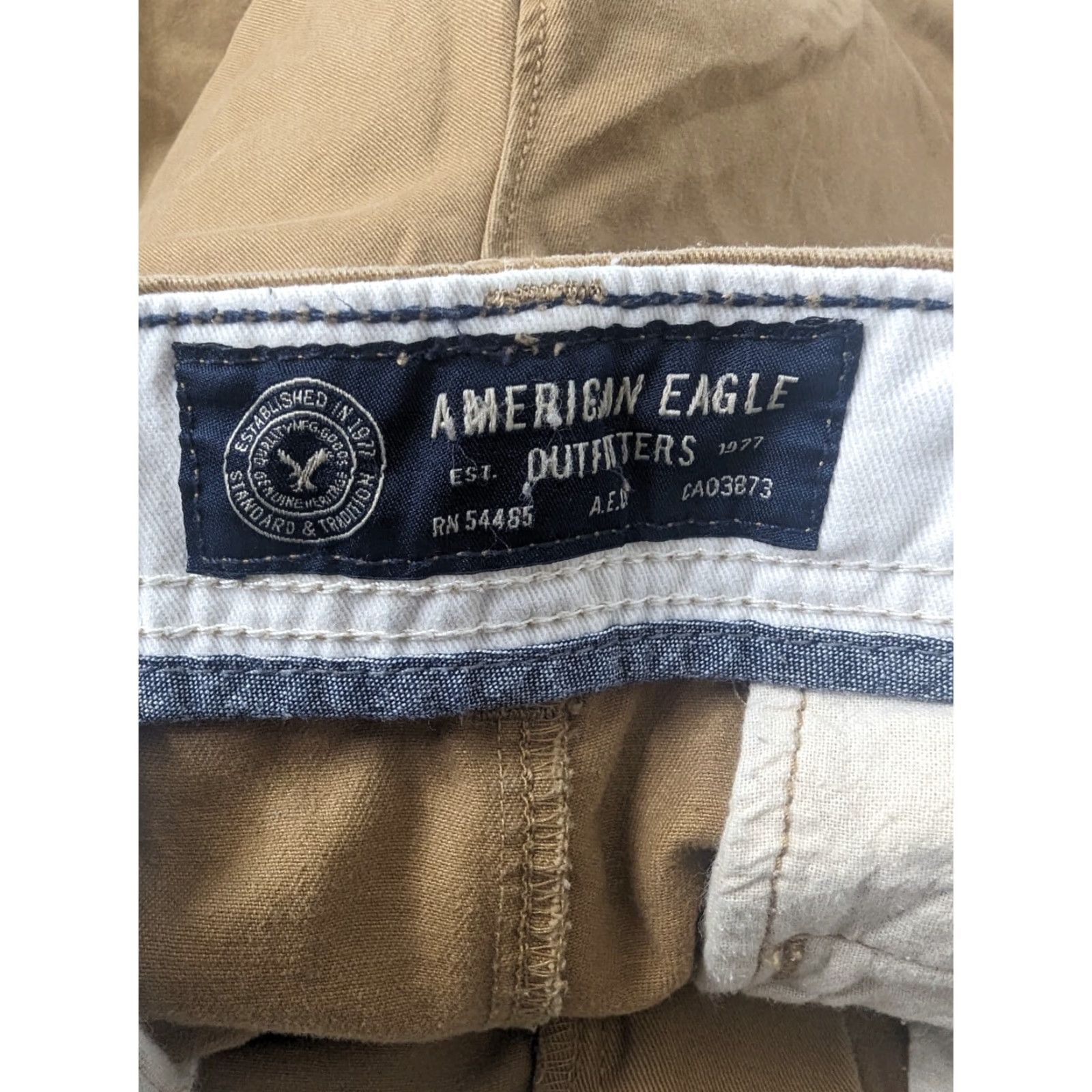 American Eagle Outfitters American Eagle Khaki Chino Pants Relaxed Straight Beige Mens 31 x 30 P3M Size US 31 - 3 Thumbnail