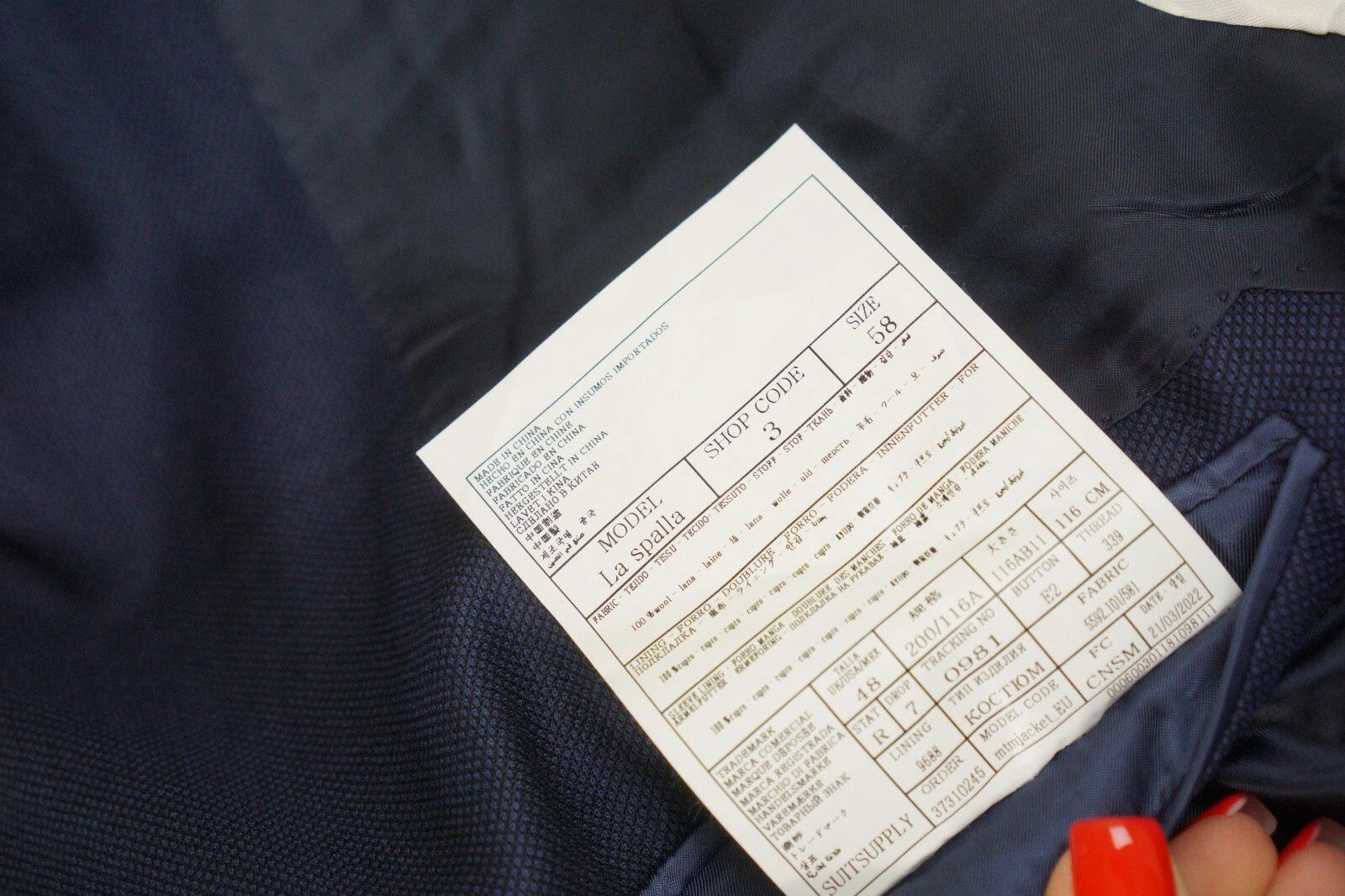 Suitsupply Men Suitsupply Suit La Spalla Vitale Barberis Navy Blue US48 Size 48R - 6 Thumbnail
