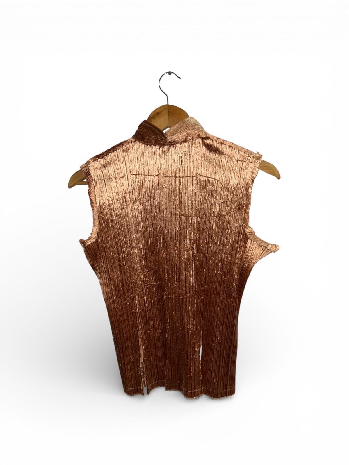 Pleats Please Issey Miyake Archival Sleeveless Mock Neck Top Metallic Bronze Gold Size M / US 6-8 / IT 42-44 - 7 Thumbnail
