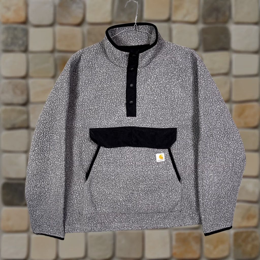 Carhartt Carhartt Mens L Gray Sherpa Fleece Pullover Jumper Relaxed 1/4 Snap 104991 0J4991-M Size US L / EU 52-54 / 3 - 1 Thumbnail