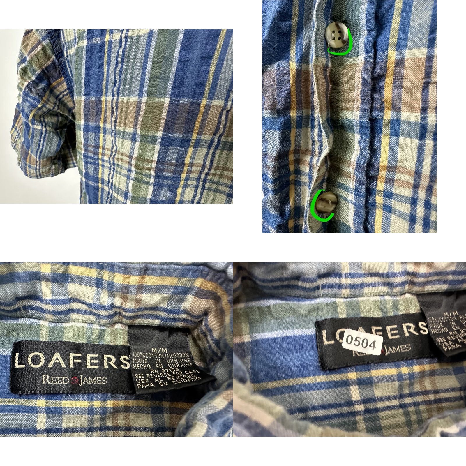 Vintage Vintage Reed St. James LOAFERS Seersucker Shirt Men M Blue Plaid Casual 90s Button-Up Size US M / EU 48-50 / 2 - 9 Thumbnail