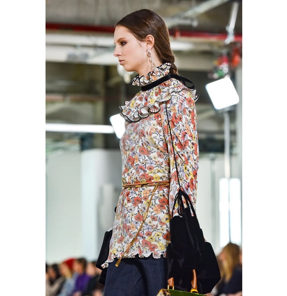 Tory Burch Floral Print Mock Neck Blouse Size XS / US 0-2 / IT 36-38 - 8 Thumbnail