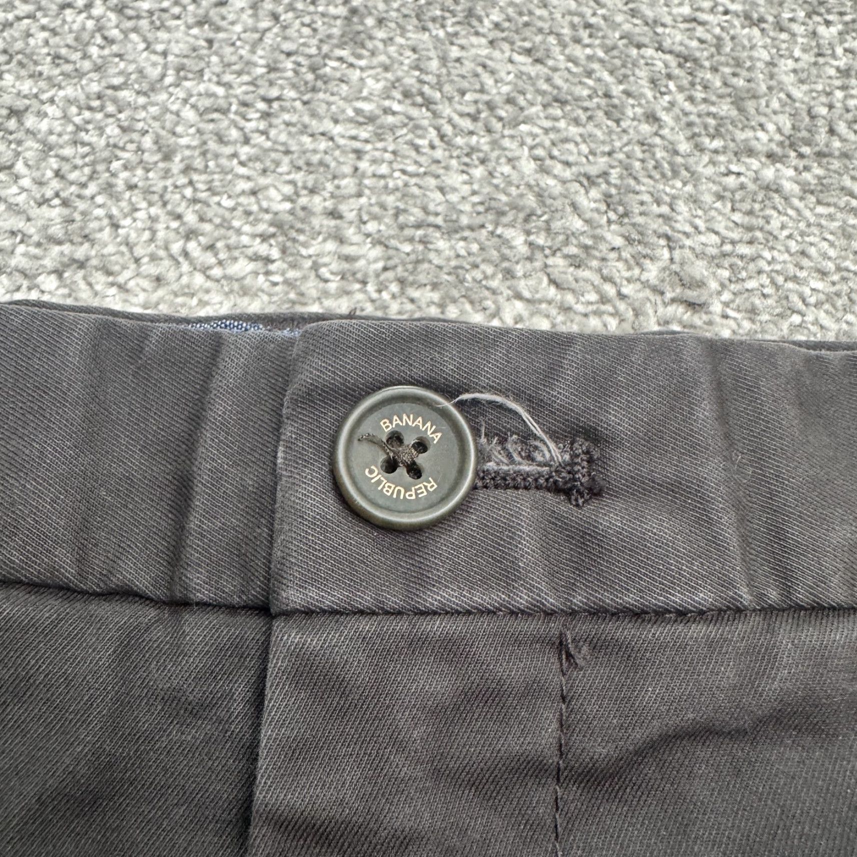 Banana Republic Banana Republic Fulton Skinny Chino Pants Mens 33x34 Dark Gray Straight Cotton Regular Slim Detail: Button Zip Pockets Breathable Stretch Size US 33 - 5 Thumbnail