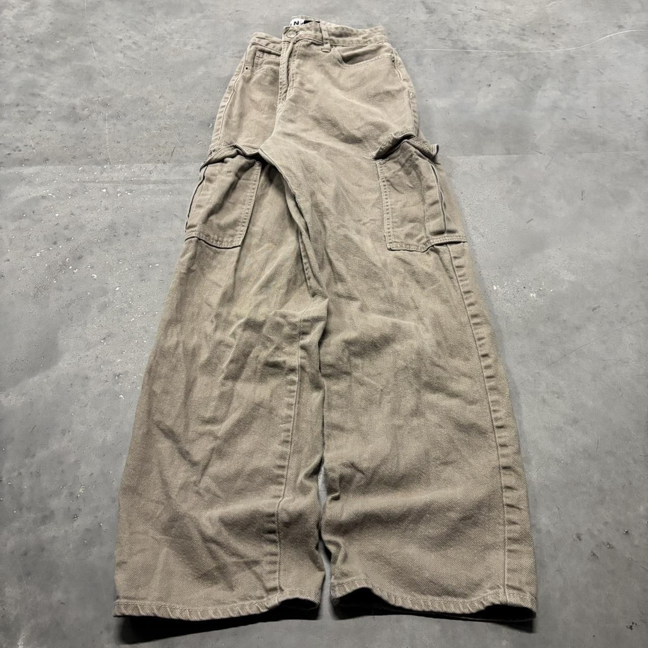 Japanese Brand × Vintage Crazy Vintage Y2K/2000s Cream Tan Skater Streetwear Cargo Pants! Size US 29 - 3 Thumbnail