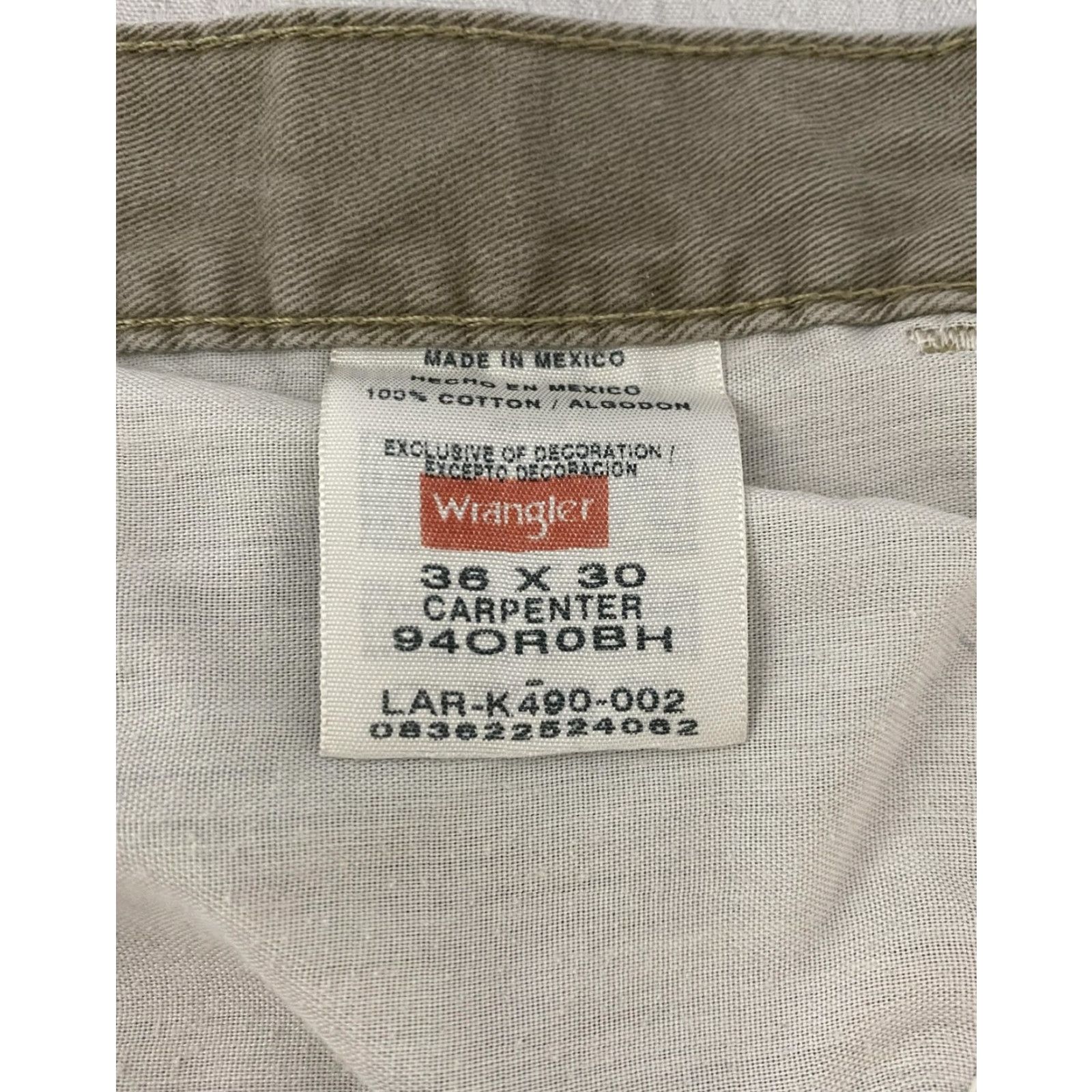 Wrangler Wrangler Mens Pants Carpenter Workwear 36x30 Khaki Beige Cotton Canvas Relaxed Fit 940R0BH Mens Size US 36 / EU 52 - 7 Thumbnail