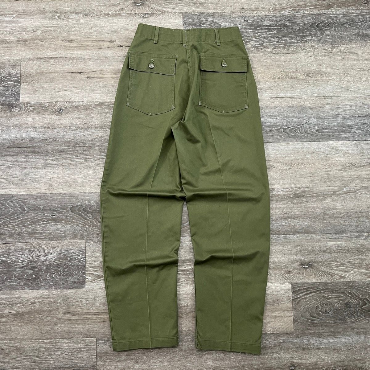 Pre-owned Military X Vintage 1970s Og-107 Military Wide Leg Front Pocket Pants In Green Olive