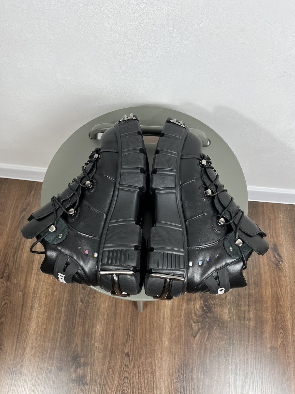 Japanese Brand Black Platform Boots with Metal Details Gothic Cyber Punk Size US 9.5 / EU 42-43 - 8 Thumbnail