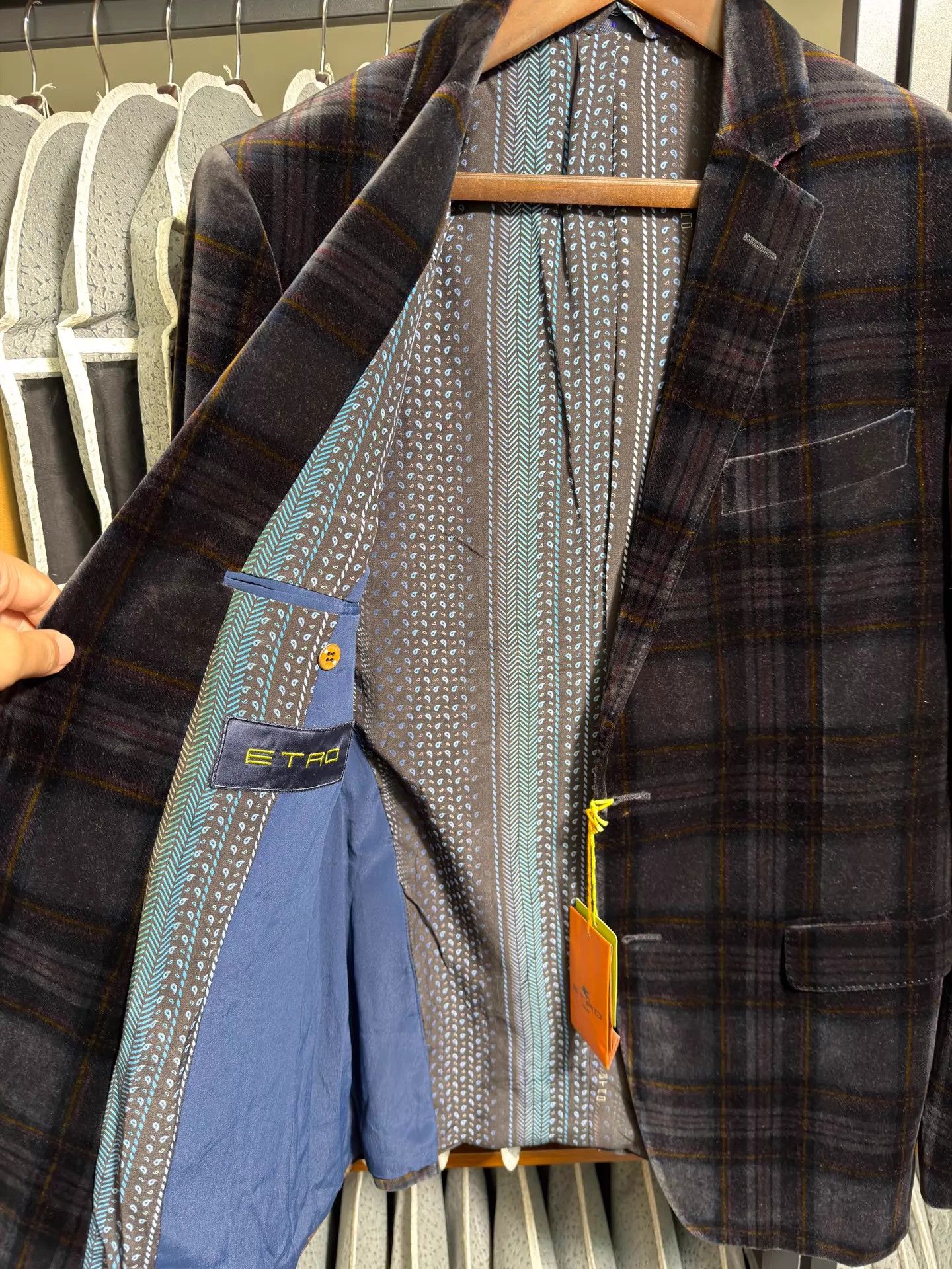 Etro Etro Tailored Velvet Checked Suit EU 52 Size 52R - 6 Thumbnail