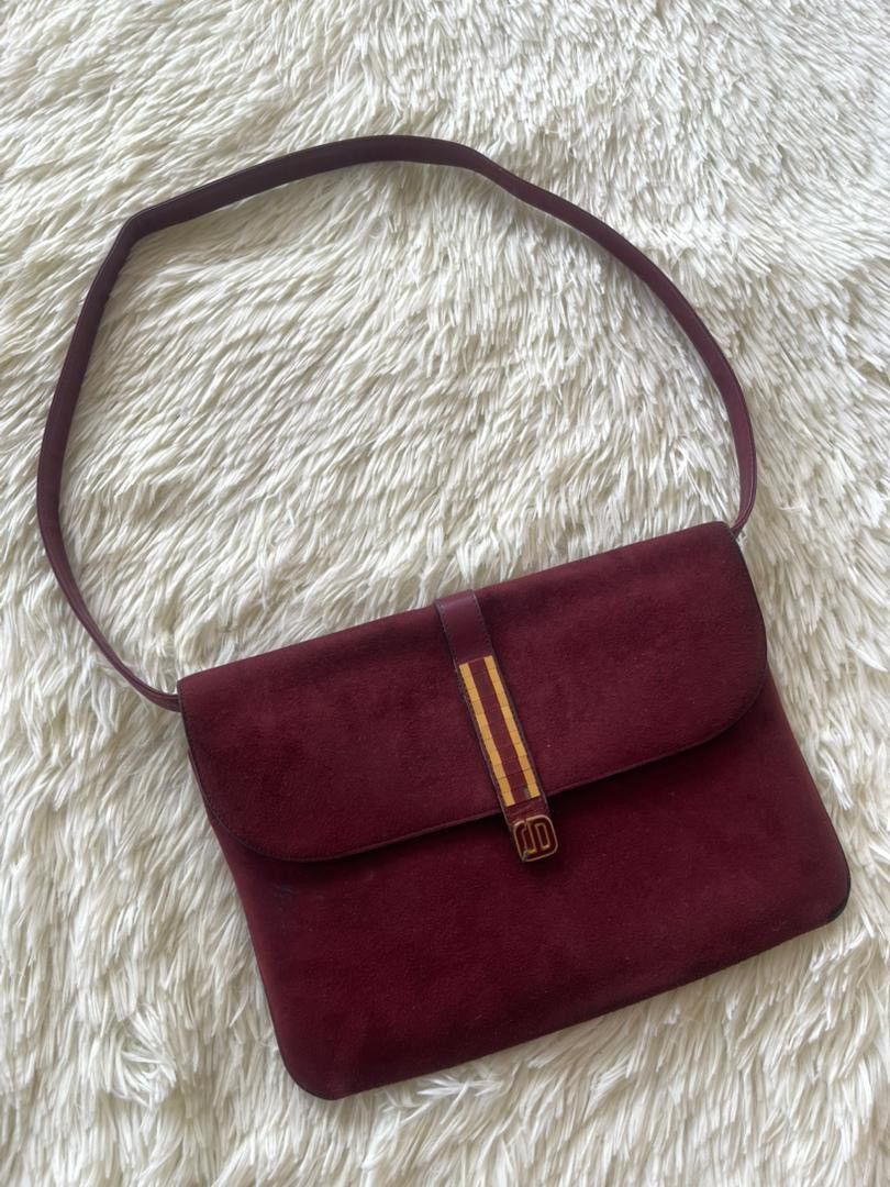 Christian Dior Monsieur Christian Dior Suede Leather Burgundy Shoulder Bag Size ONE SIZE - 2 Thumbnail