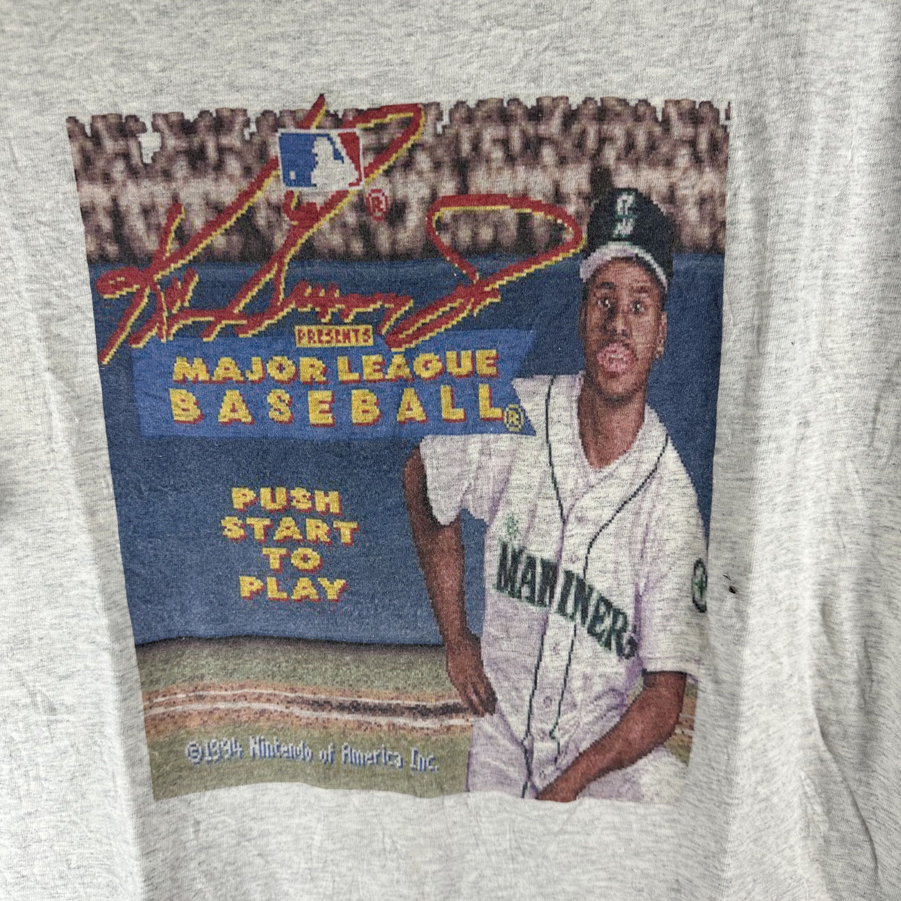 Vintage ​​1994 Ken Griffey JR Nintendo MLB Video Game Promo T-shirt Size US XL / EU 56 / 4 - 2 Thumbnail