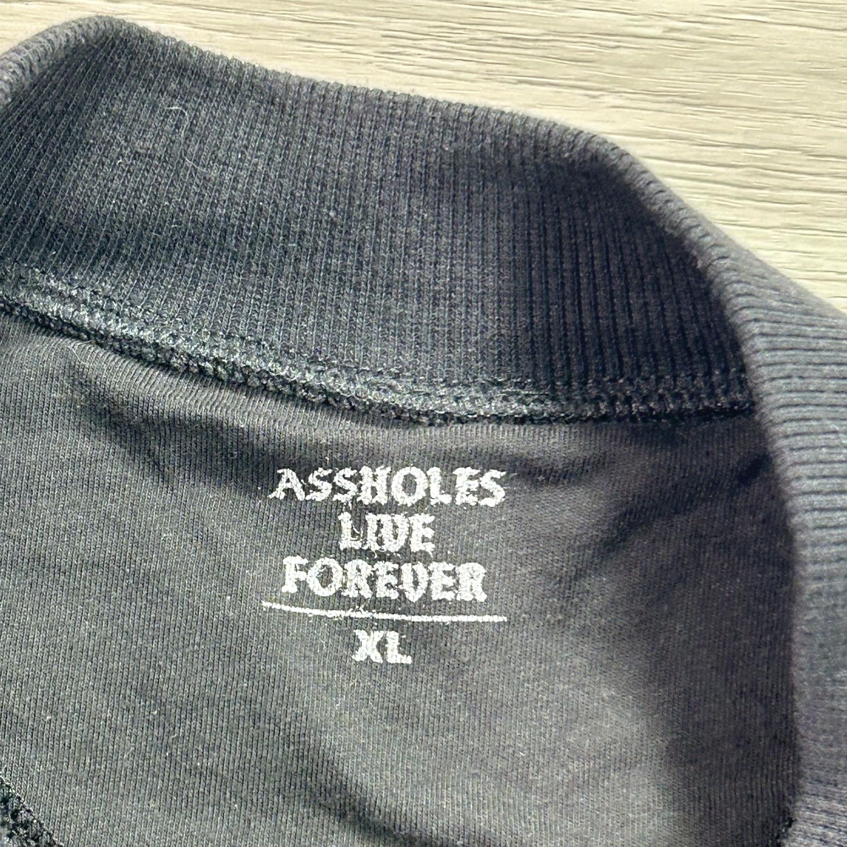 Olive VINTAGE Assholes Live Forever Jacket Mens XL Gray Full Zip Bomber Sweatshirt Size US XL / EU 56 / 4 - 4 Thumbnail