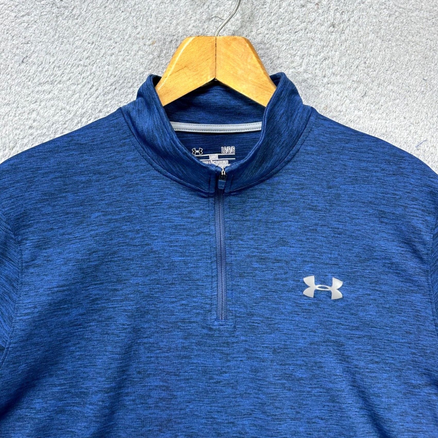 Under Armour Under Armour HeatGear Shirt Pullover Mens Large Blue Salt Pepper Quarter Zip Size US L / EU 52-54 / 3 - 5 Thumbnail