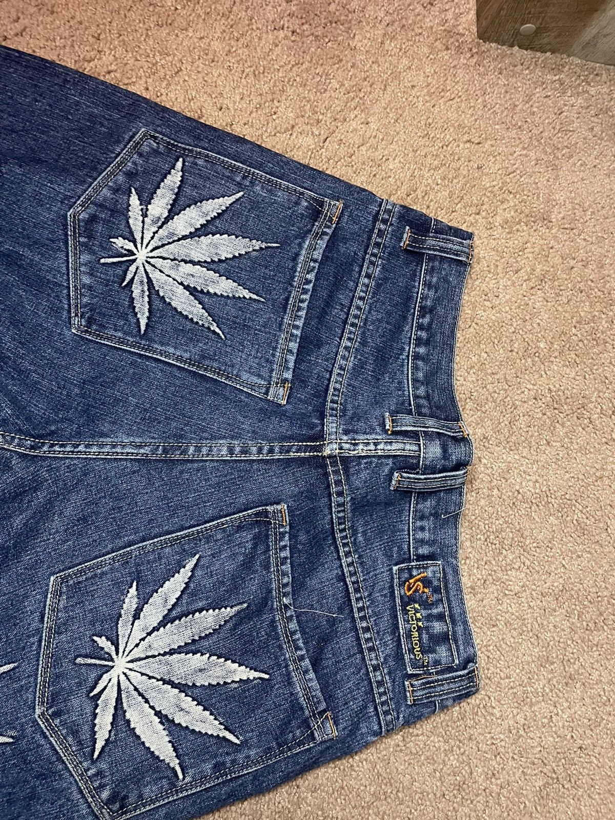 Vintage Victorious Weed Print Baggy Jeans Size US 32 / EU 48 - 3 Thumbnail