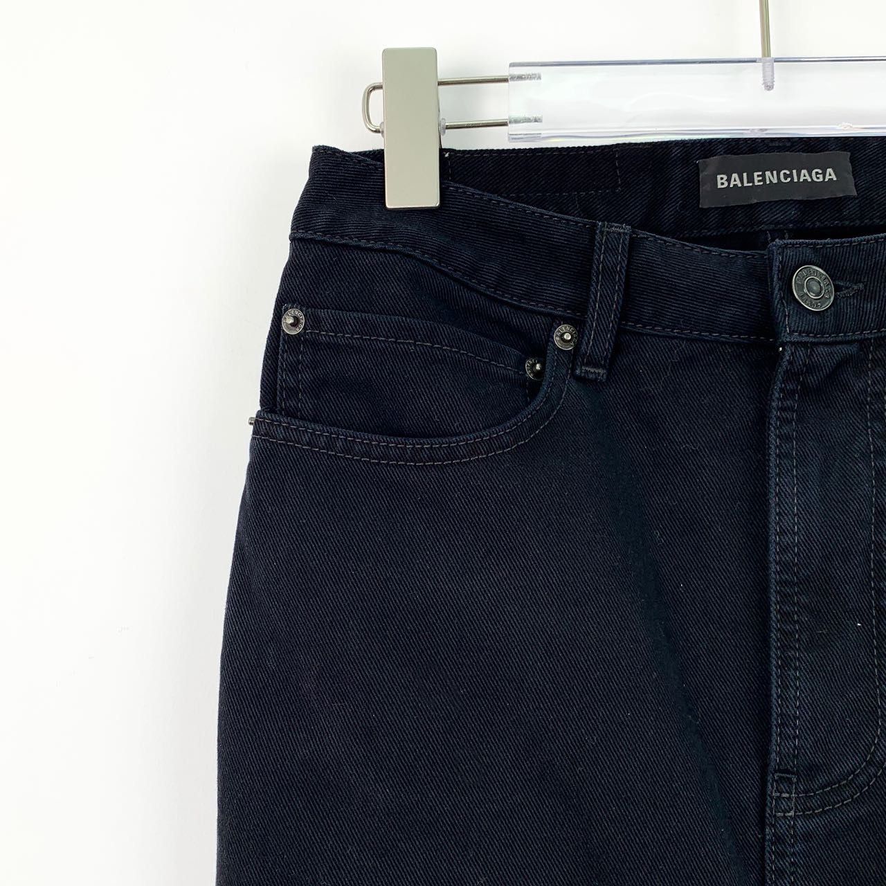 Balenciaga Balenciaga Black Cotton Denim Skirt K26WX Size 25" / US 0 / IT 36 - 3 Thumbnail