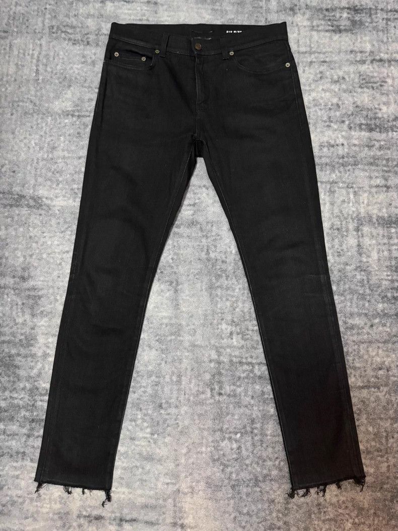 Saint Laurent Paris Saint Laurent Distressed Black Jeans with Fringes- DMC Size US 31 - 1 Thumbnail