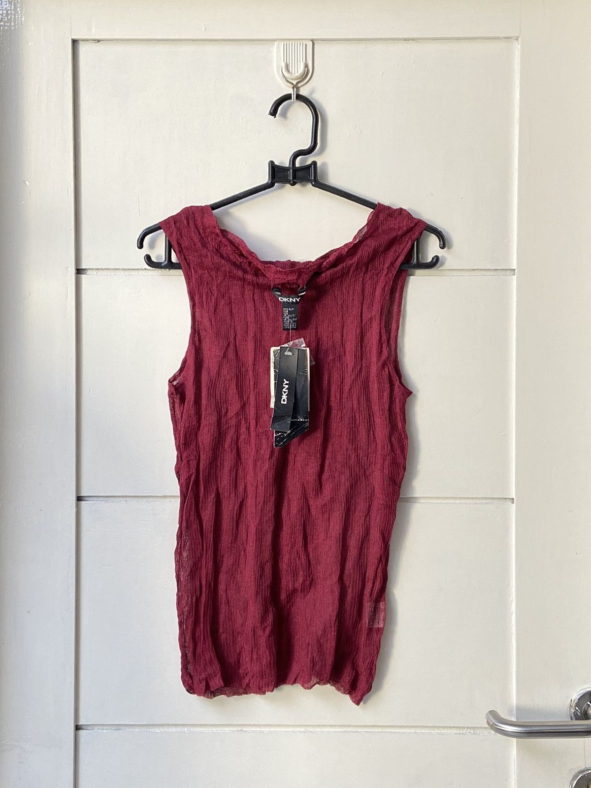DKNY DKNY Maroon Mesh Sleeveless T-shirt Size XXS / US 00 / IT 34 - 1 Thumbnail