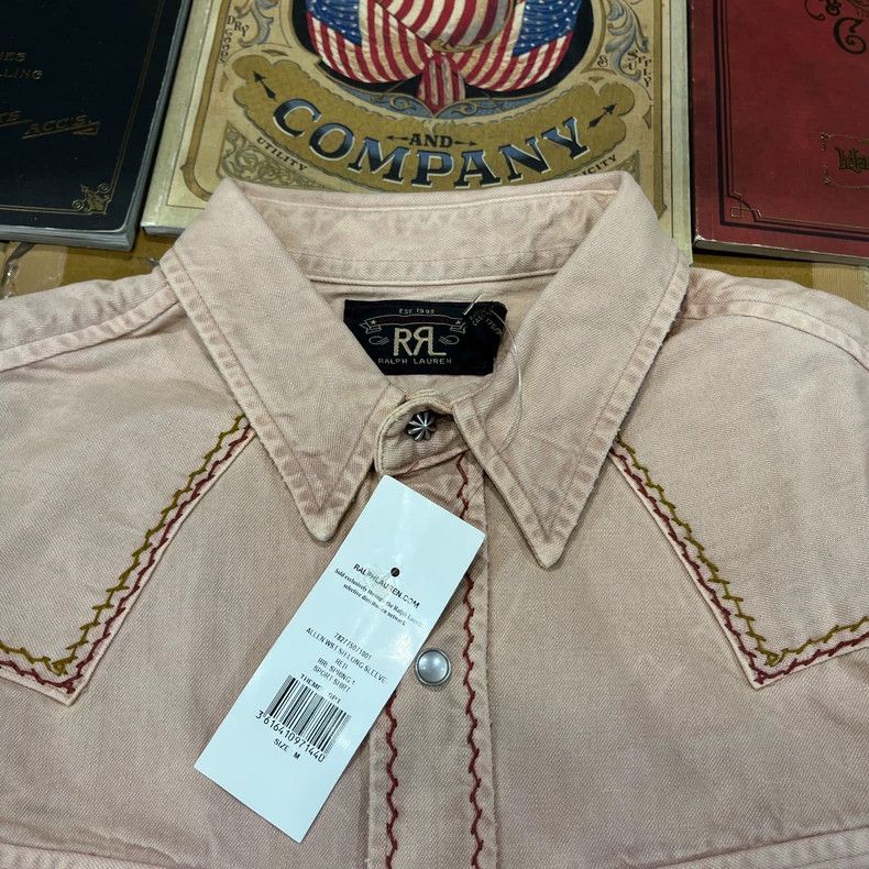 RRL Ralph Lauren RRL Ralph Lauren Dirty Pink Embroidered Western Shirt Size US M / EU 48-50 / 2 - 4 Thumbnail