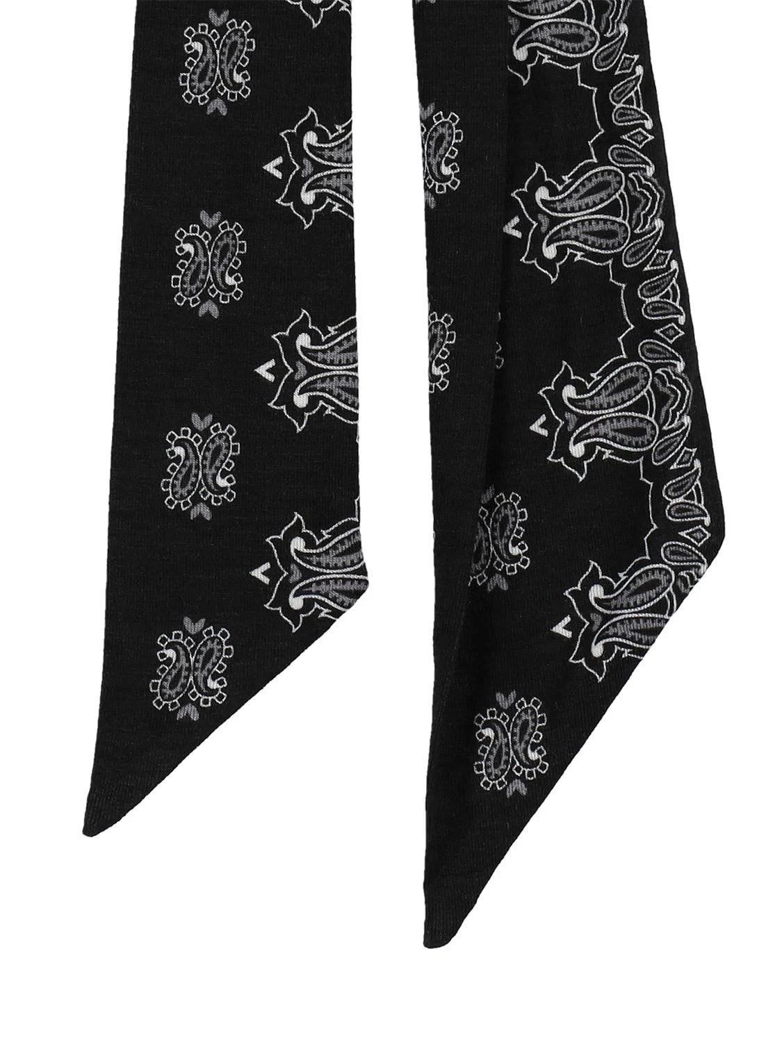 Saint Laurent Paris o1s1wg110824 Size: OS / Long Bandana Scrunchie Black/White Size ONE SIZE - 5 Thumbnail