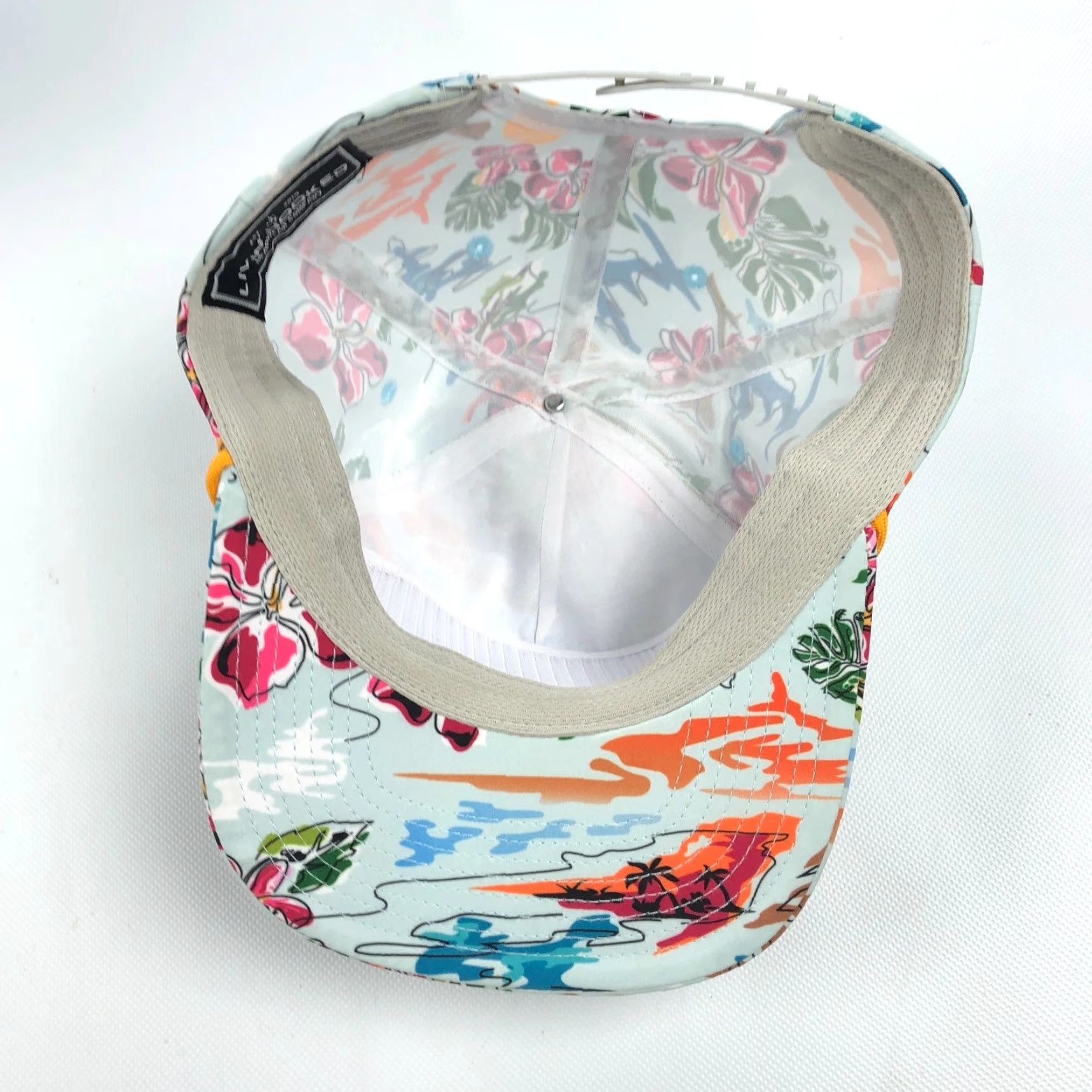 Vintage Livin Hooked Hat Snapback Flat Brim Tropical Floral Graphic Rope Detail Surf Pelican Size ONE SIZE - 6 Thumbnail