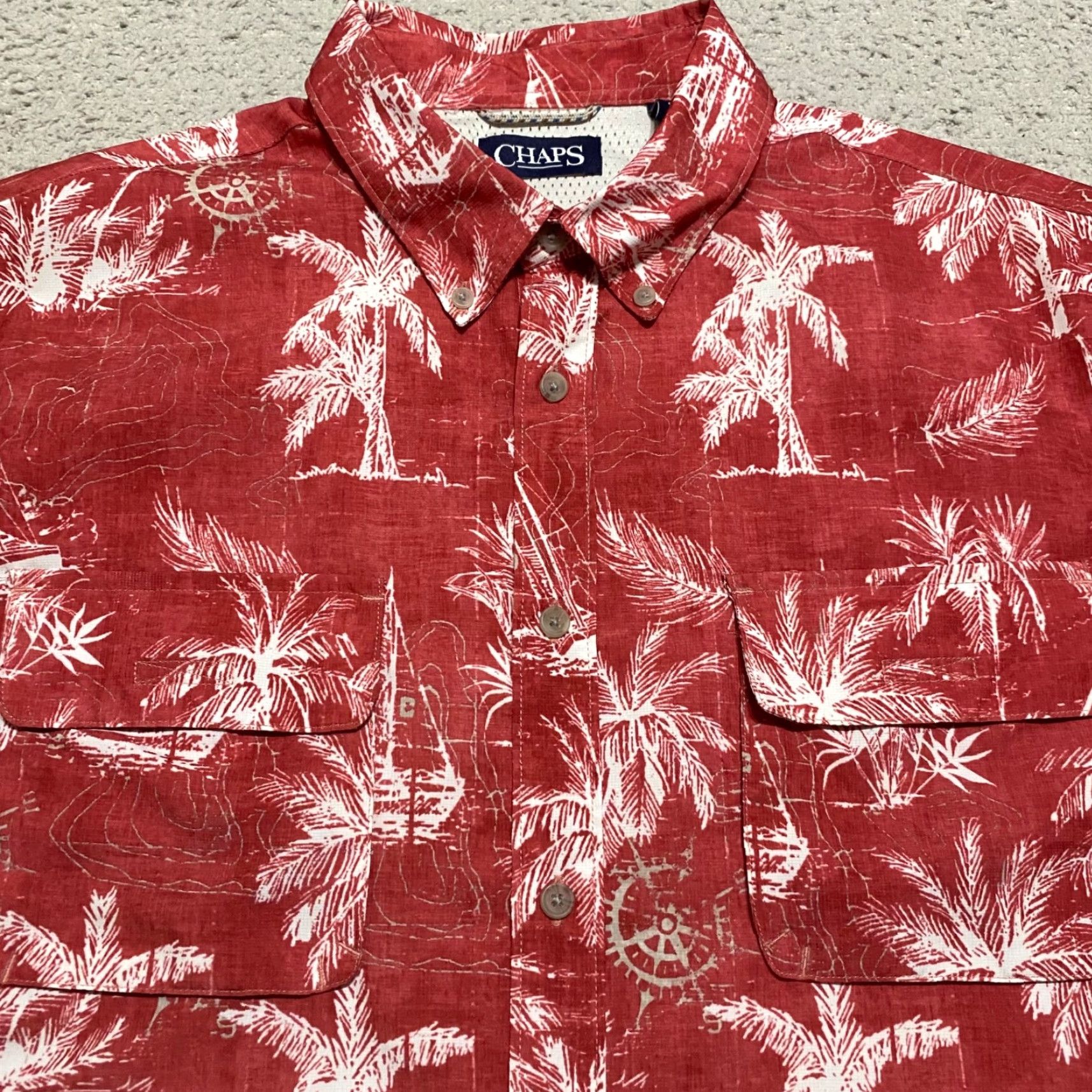 Chaps Chaps Ralph Lauren Shirt Button-Up Floral Red XL Mens Shirt Button-Down Casual Cotton Blend Polyester Size US XL / EU 56 / 4 - 6 Thumbnail