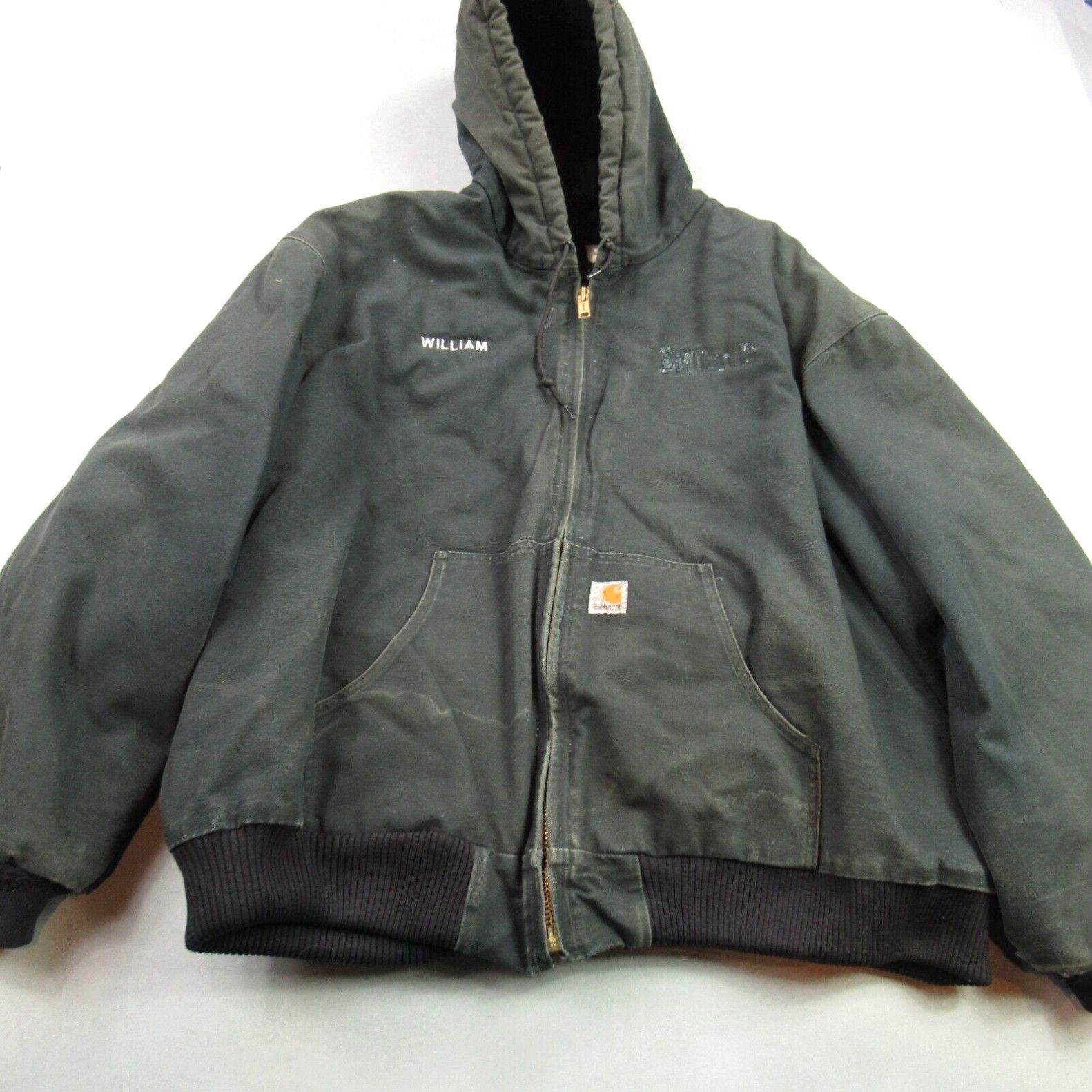 image of Carhartt Coat Mens 4Xl Traditional Trucker Black Lined J140 Vintage Union in White (Size 2XL)