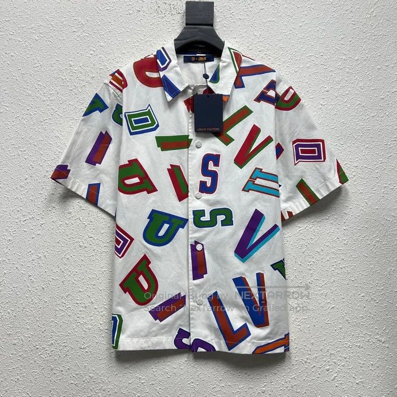 Louis Vuitton NBA Full Print Letter Short Sleeve Shirt