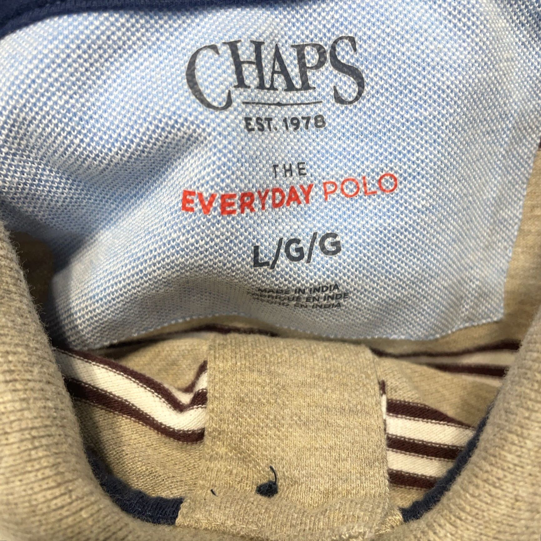 Chaps CHAPS Everyday Polo Shirt Large Tan Red White Striped Mens Size US L / EU 52-54 / 3 - 2 Thumbnail