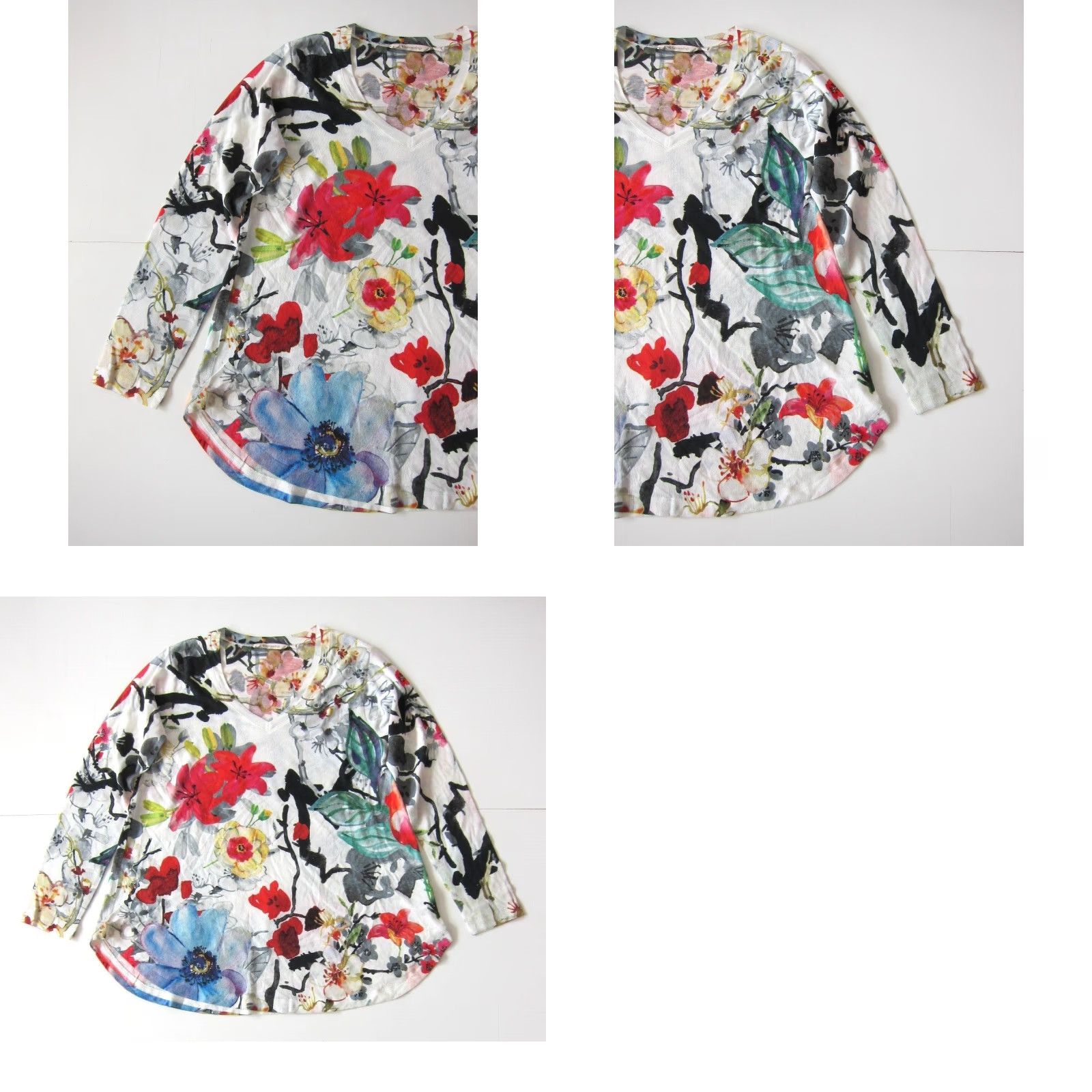 Soft Surroundings Soft Surroundings Sweater Women V-Neck Long Sleeve White Floral Medium Size M / US 6-8 / IT 42-44 - 8 Thumbnail