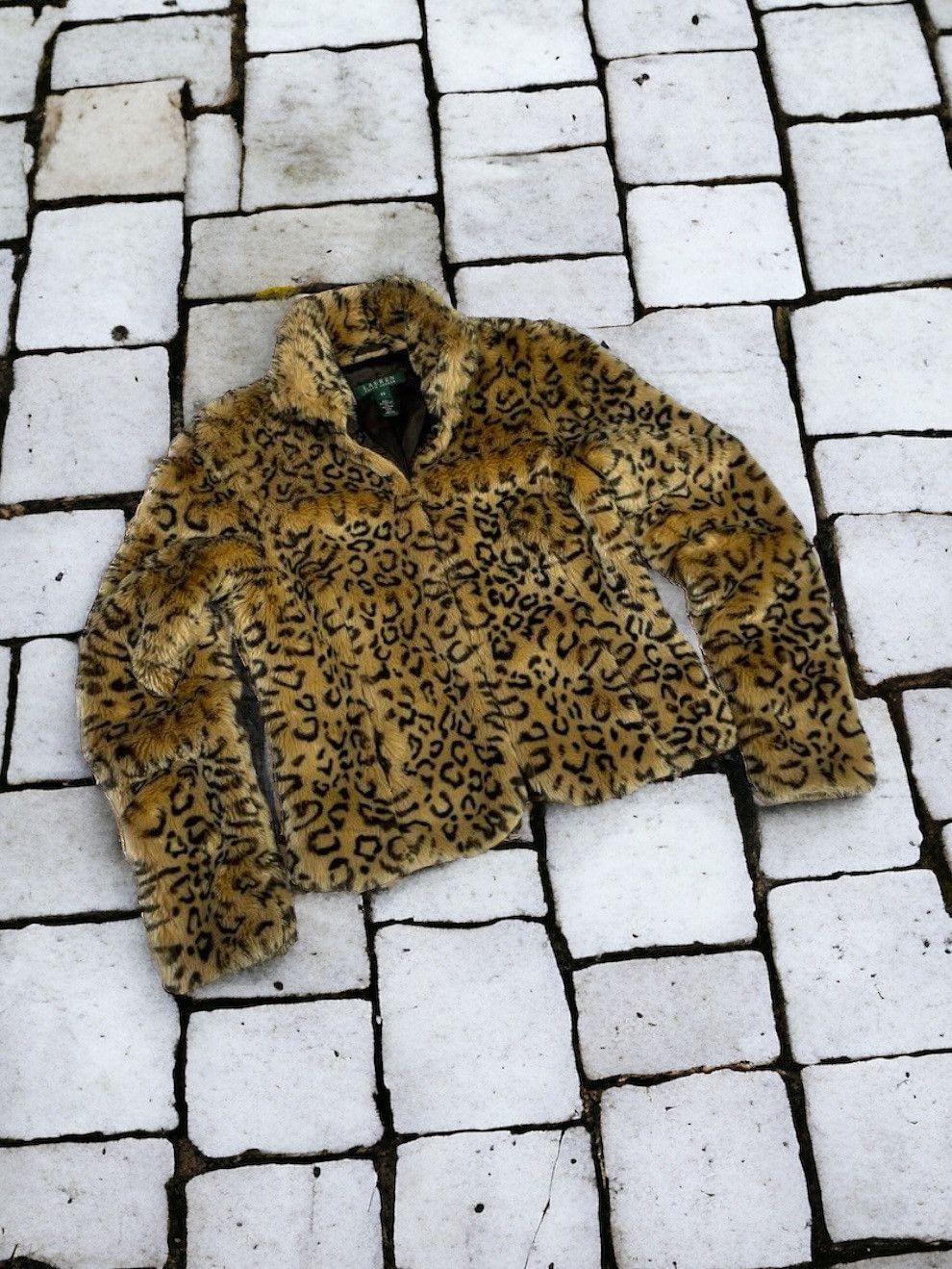 image of Avant Garde x Lauren Ralph Lauren Ralph Laurent Fur Jacket Leopard Print Vintage, Women's (Size Sma